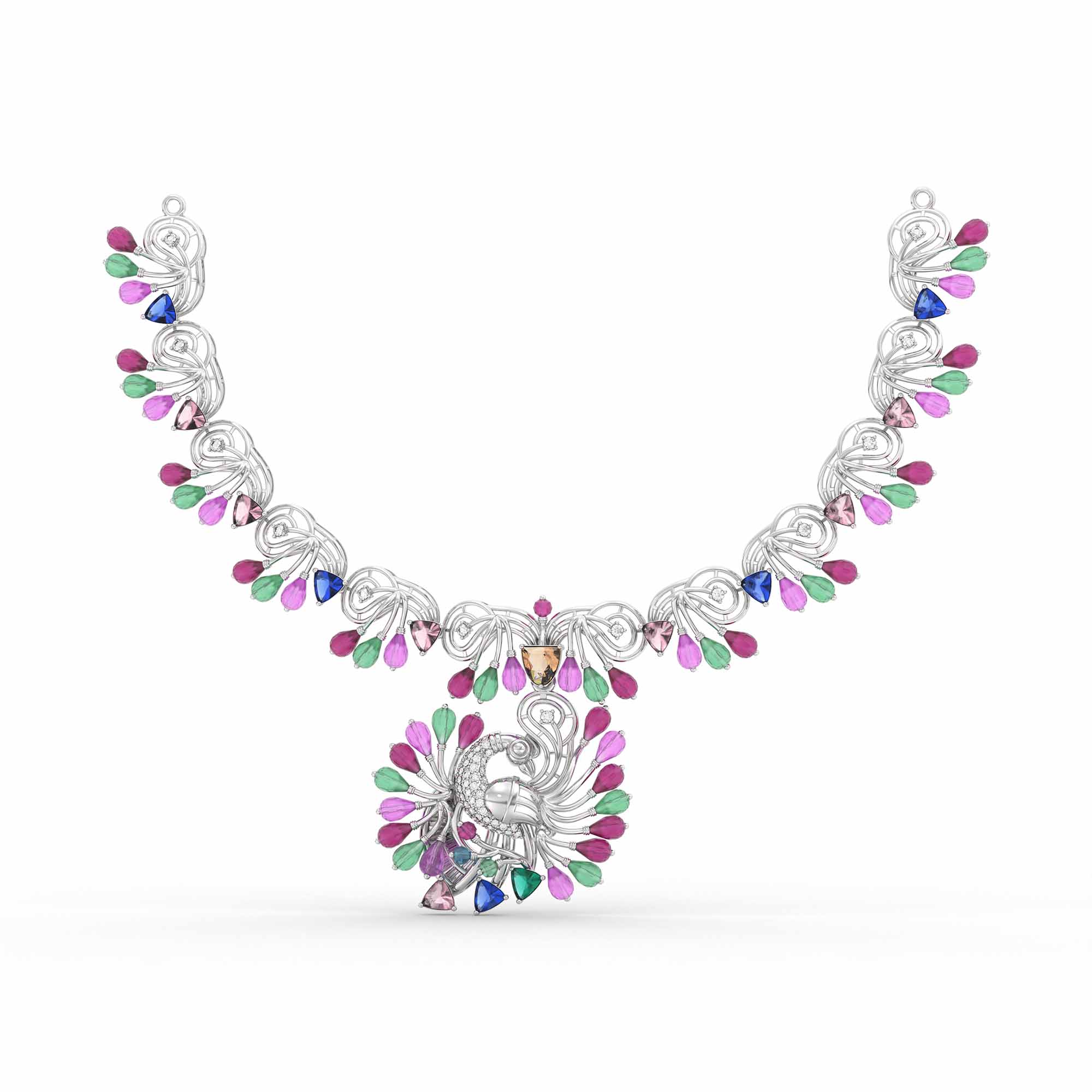 Lab-Grown Diamond Necklace in 18K White Gold – 0.24 Ct, 60 Diamonds thumbnail