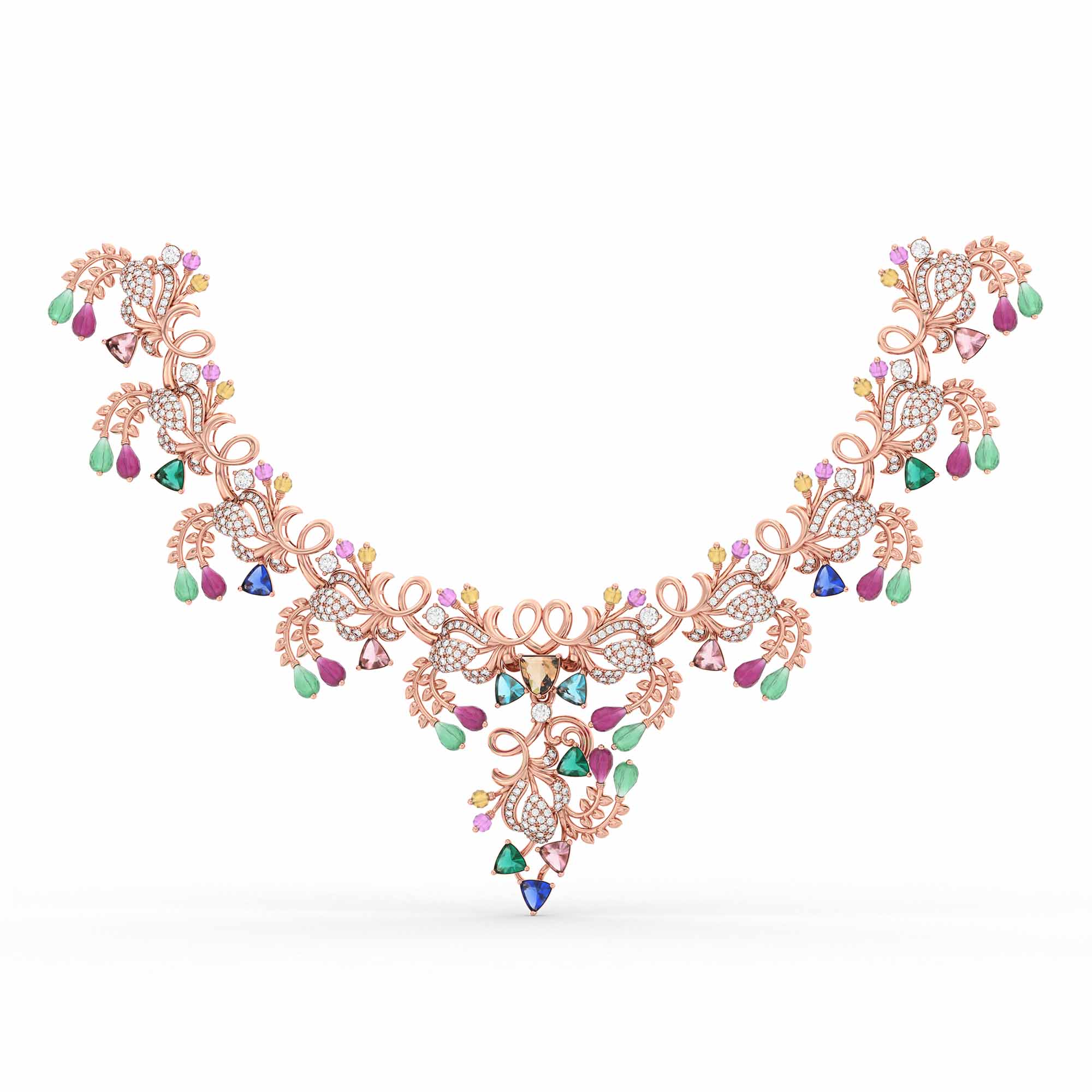 Lab-Grown Diamond Necklace in 18K Rose Gold – 1.21 Ct, 359 Diamonds thumbnail