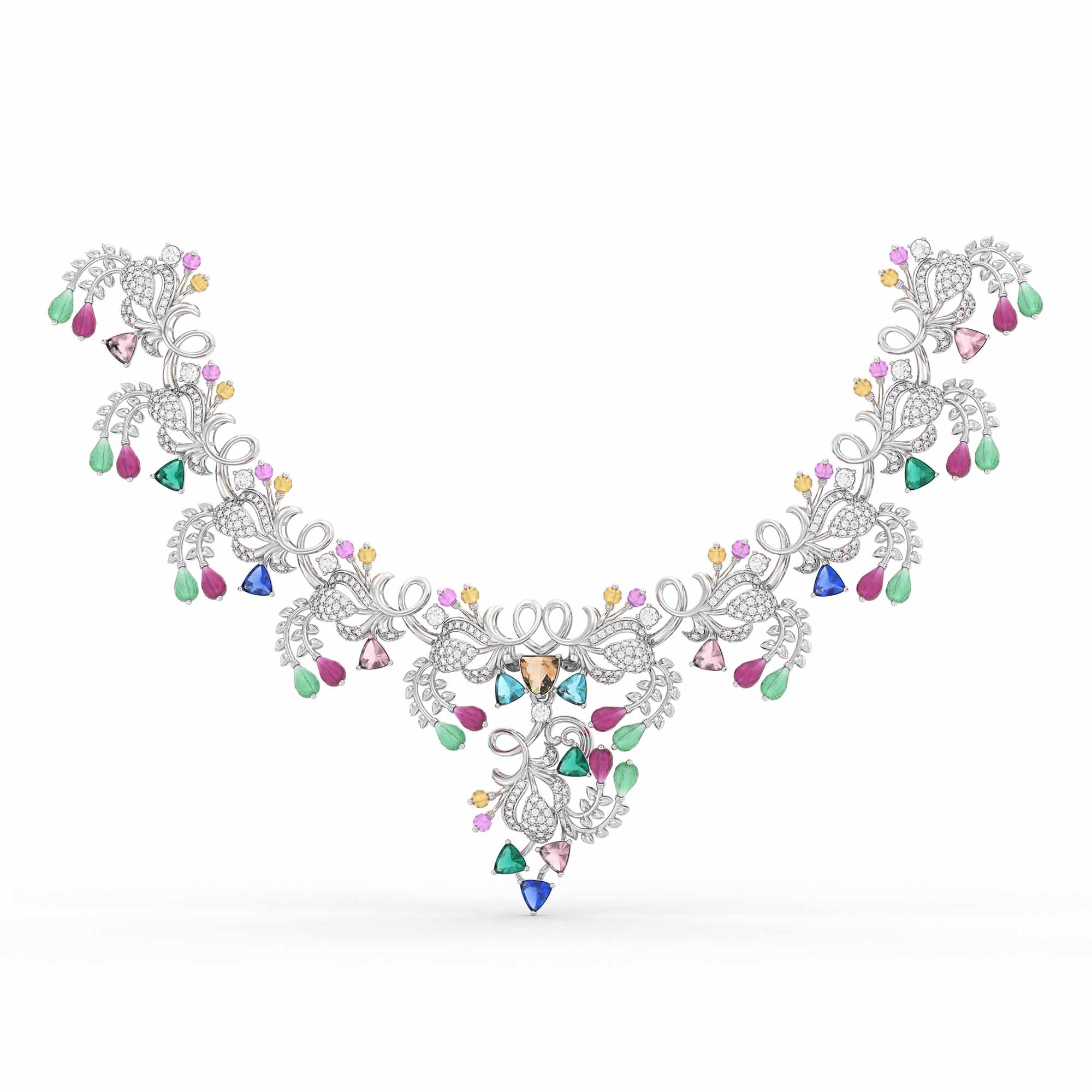 Lab-Grown Diamond Necklace in 18K White Gold – 1.21 Ct, 359 Diamonds thumbnail