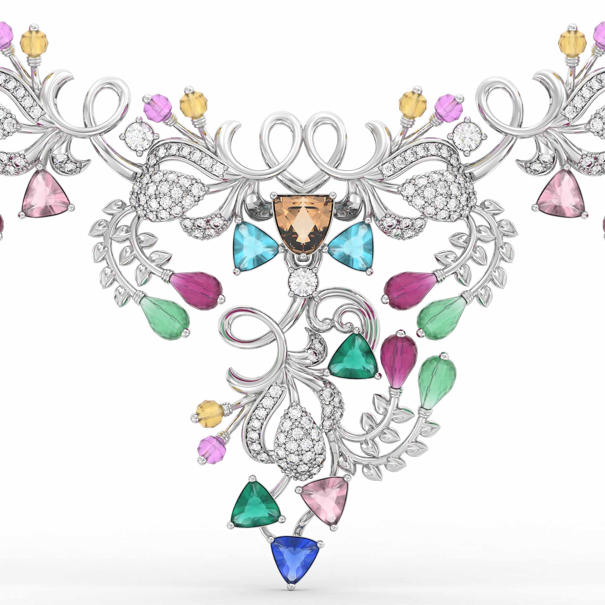 Lab-Grown Diamond Necklace in 18K White Gold – 1.21 Ct, 359 Diamonds thumbnail