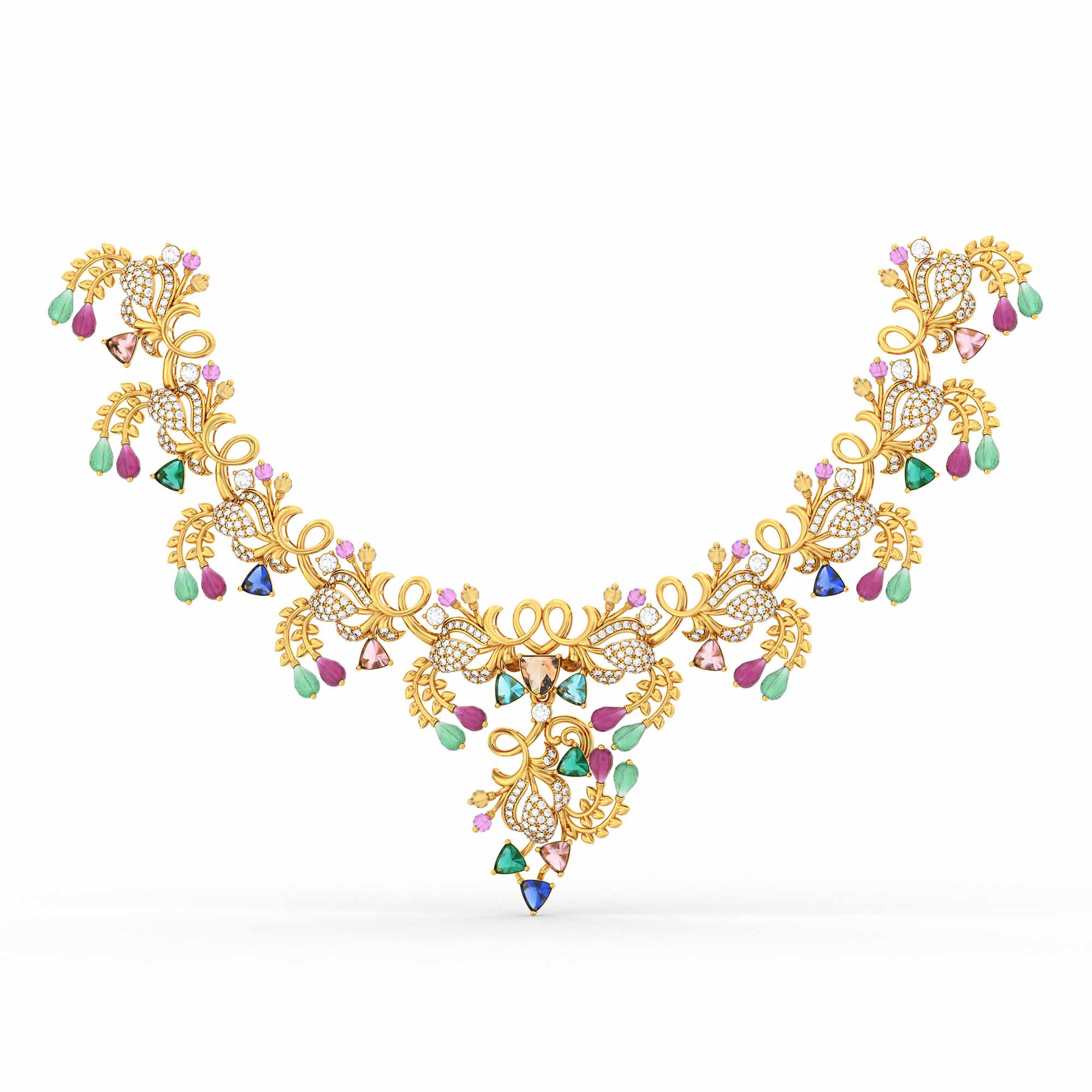 Lab-Grown Diamond Necklace in 22K Yellow Gold – 1.21 Ct, 359 Diamonds thumbnail