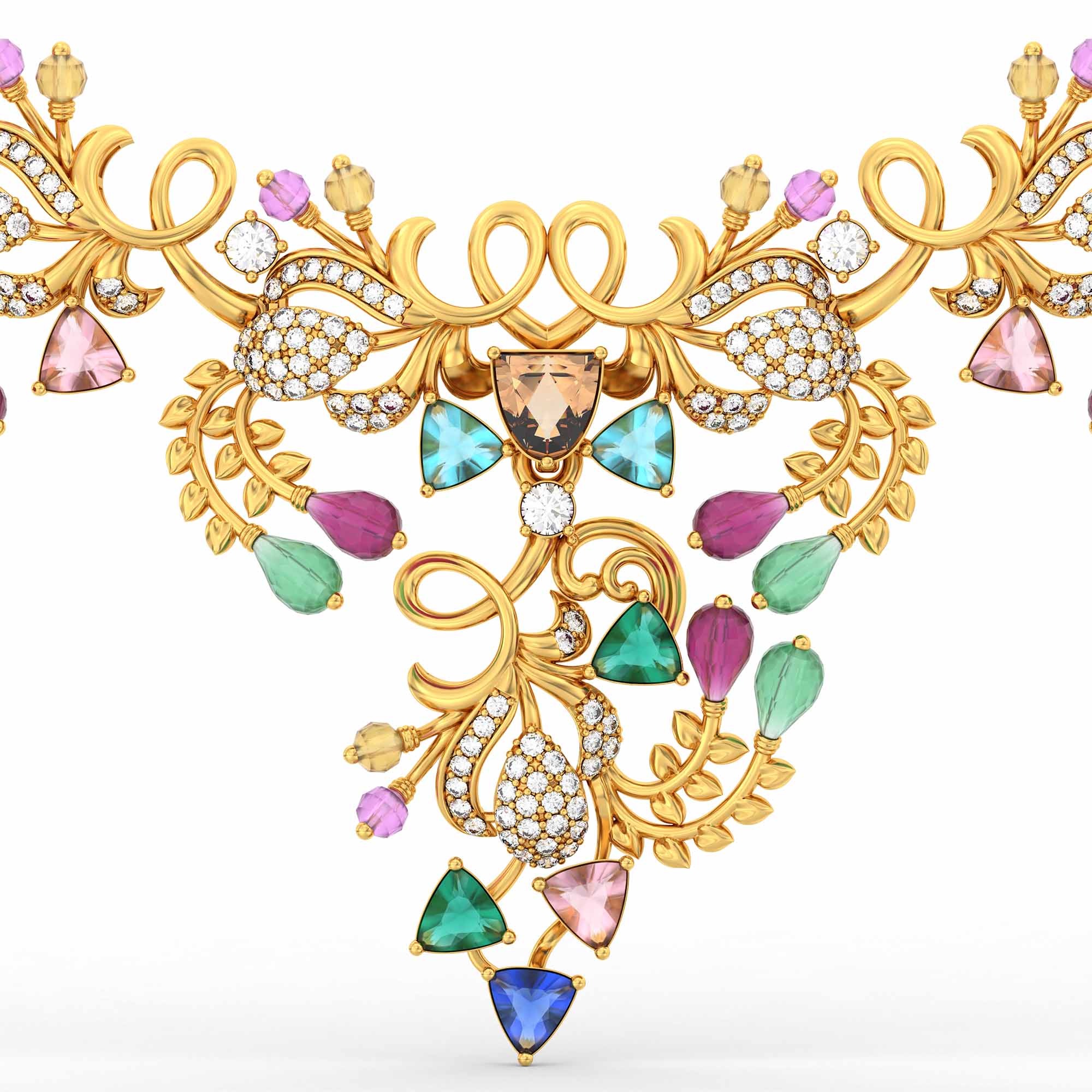 Lab-Grown Diamond Necklace in 22K Yellow Gold – 1.21 Ct, 359 Diamonds thumbnail