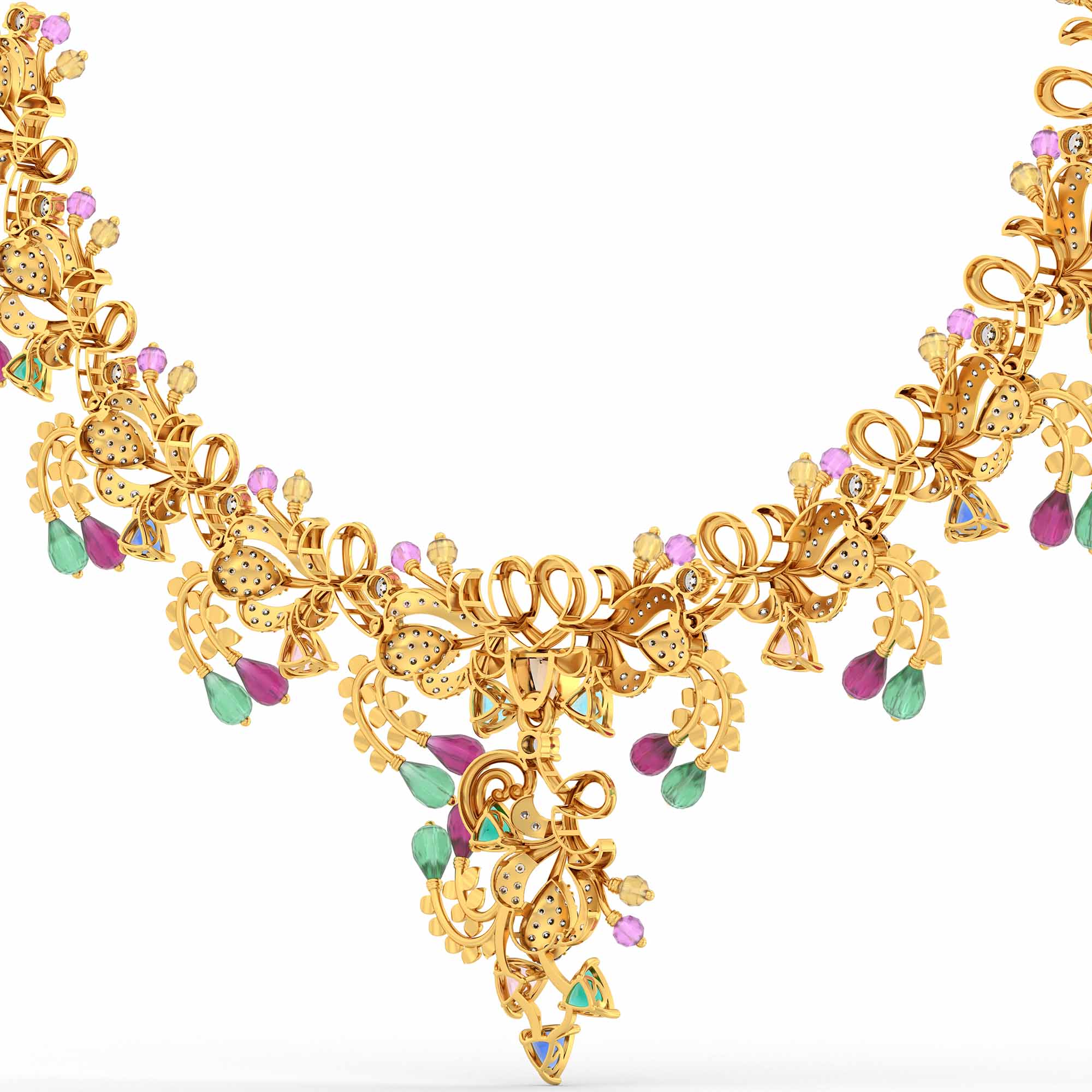 Lab-Grown Diamond Necklace in 22K Yellow Gold – 1.21 Ct, 359 Diamonds thumbnail