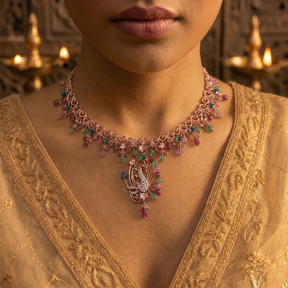 Lab-Grown Diamond Necklace in 18K Rose Gold – 0.72 Ct, 75 Diamonds thumbnail