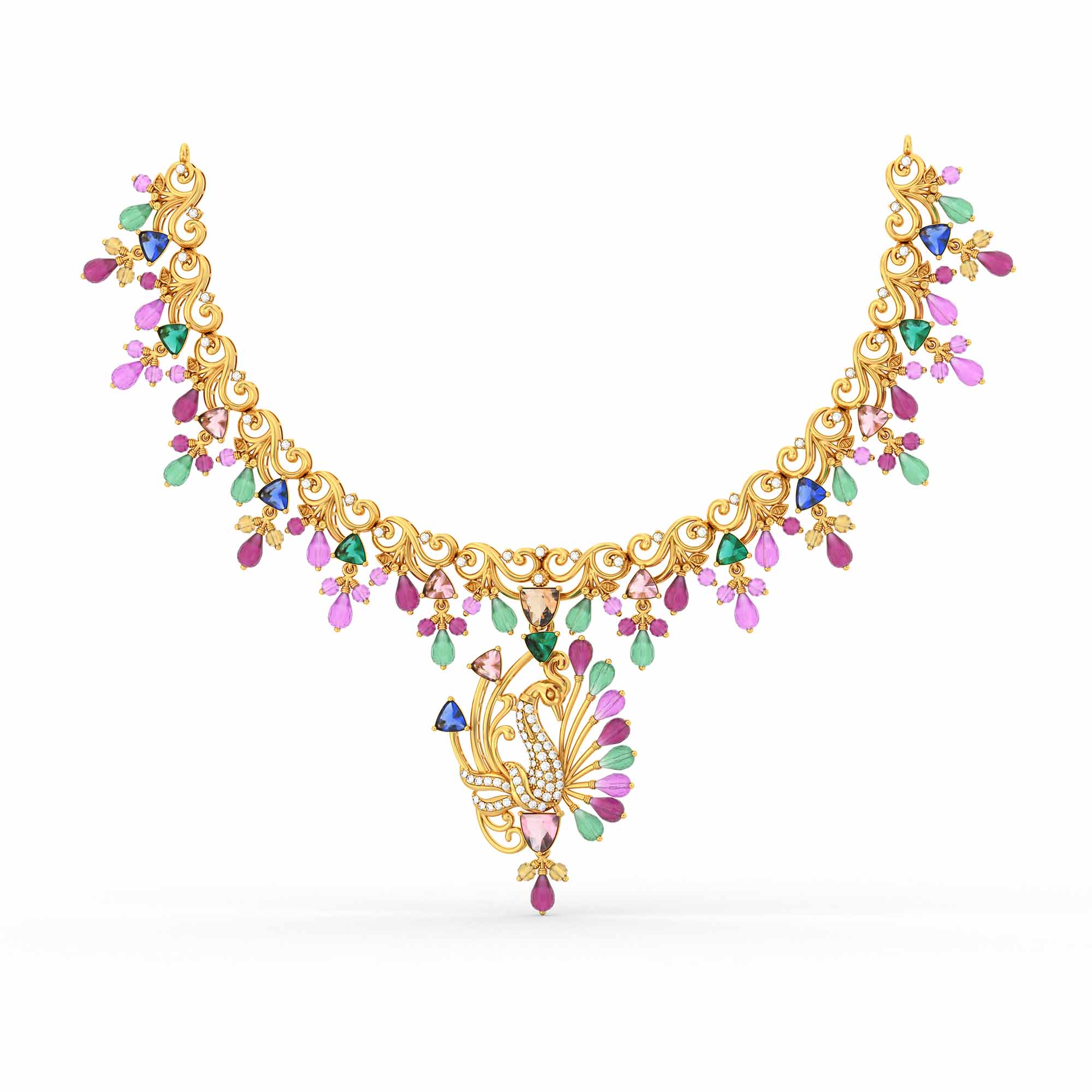 Lab-Grown Diamond Necklace in 22K Yellow Gold – 0.72 Ct, 75 Diamonds thumbnail