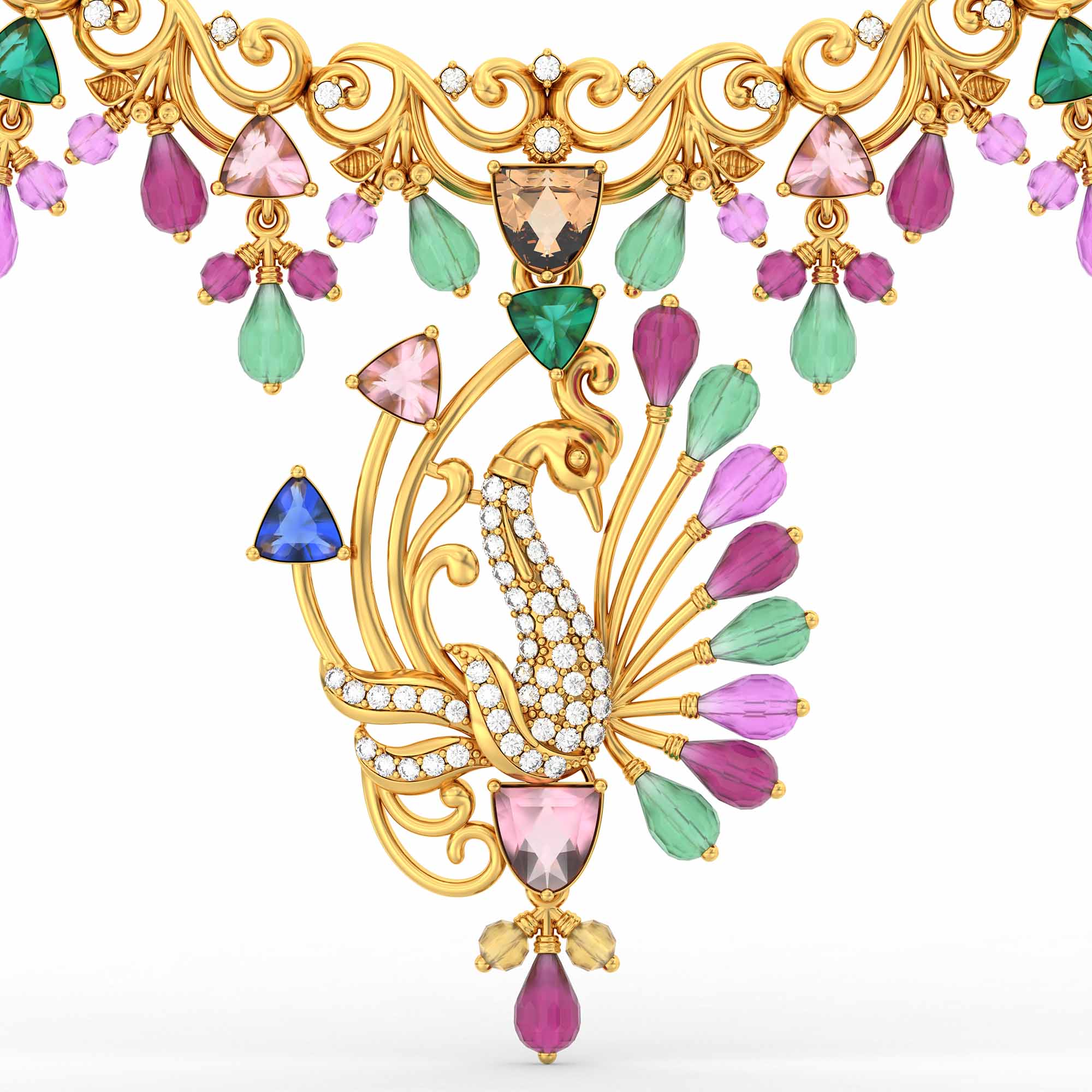 Lab-Grown Diamond Necklace in 22K Yellow Gold – 0.72 Ct, 75 Diamonds thumbnail