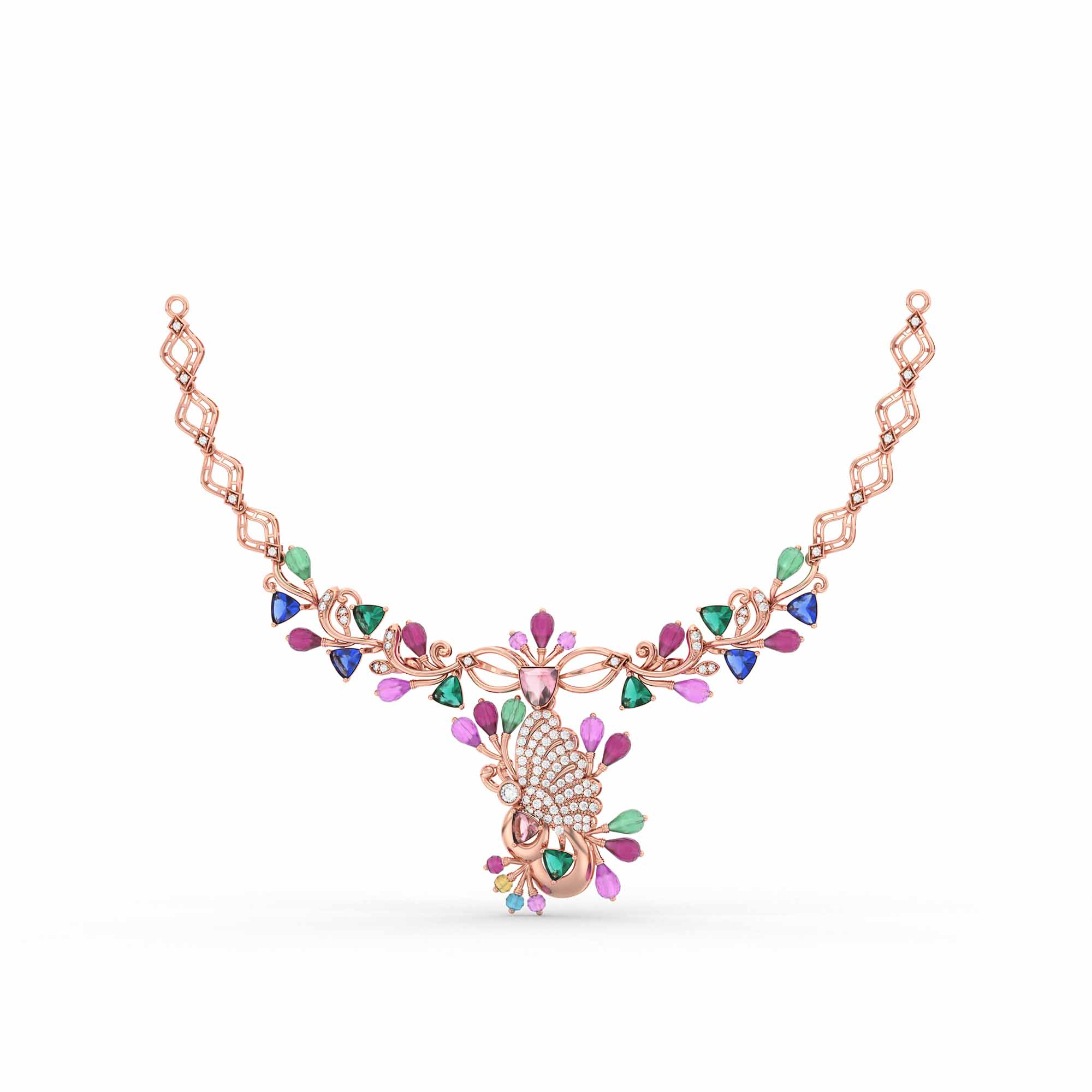 Lab-Grown Diamond Necklace in 18K Rose Gold – 0.25 Ct, 90 Diamonds thumbnail