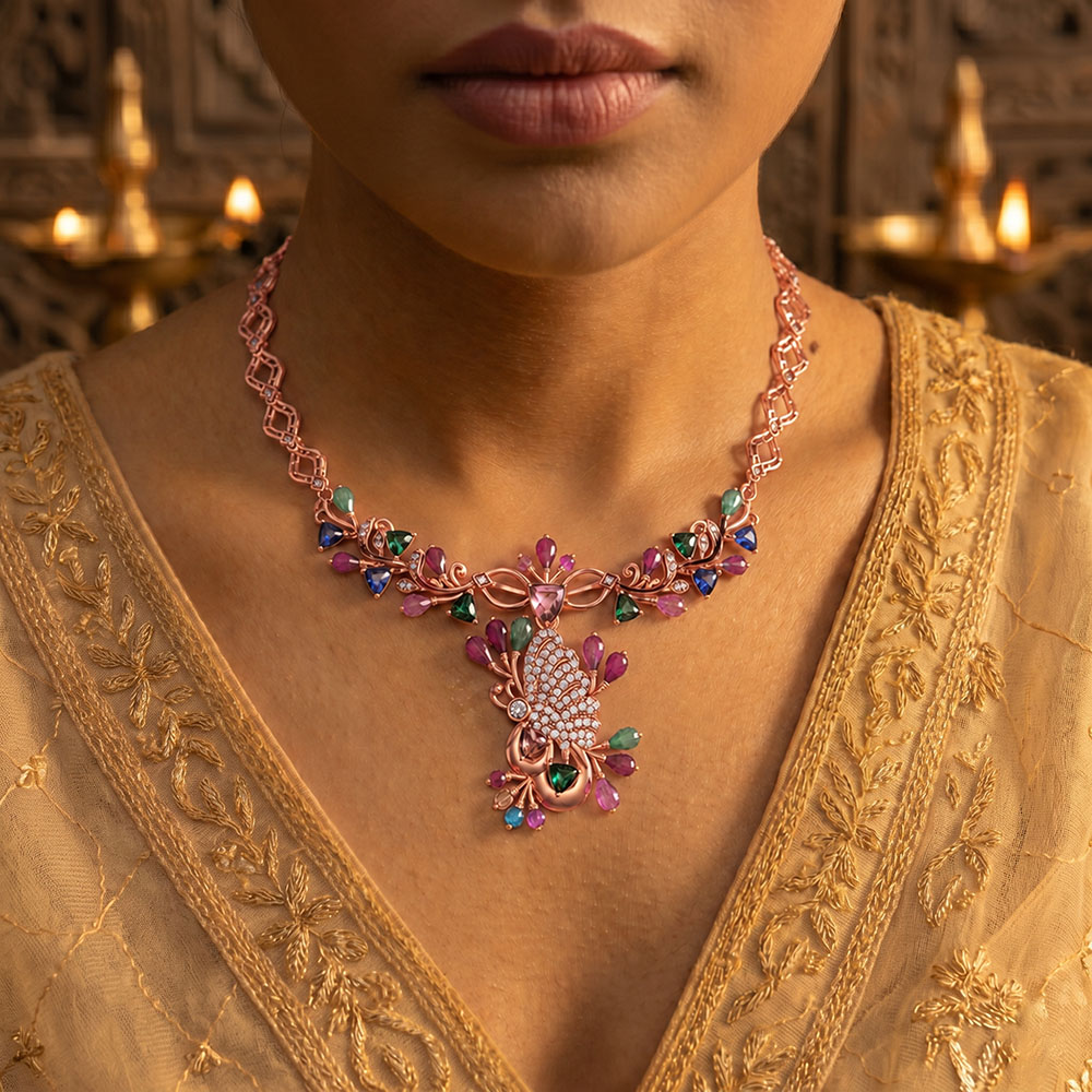 Lab-Grown Diamond Necklace in 18K Rose Gold – 0.25 Ct, 90 Diamonds thumbnail