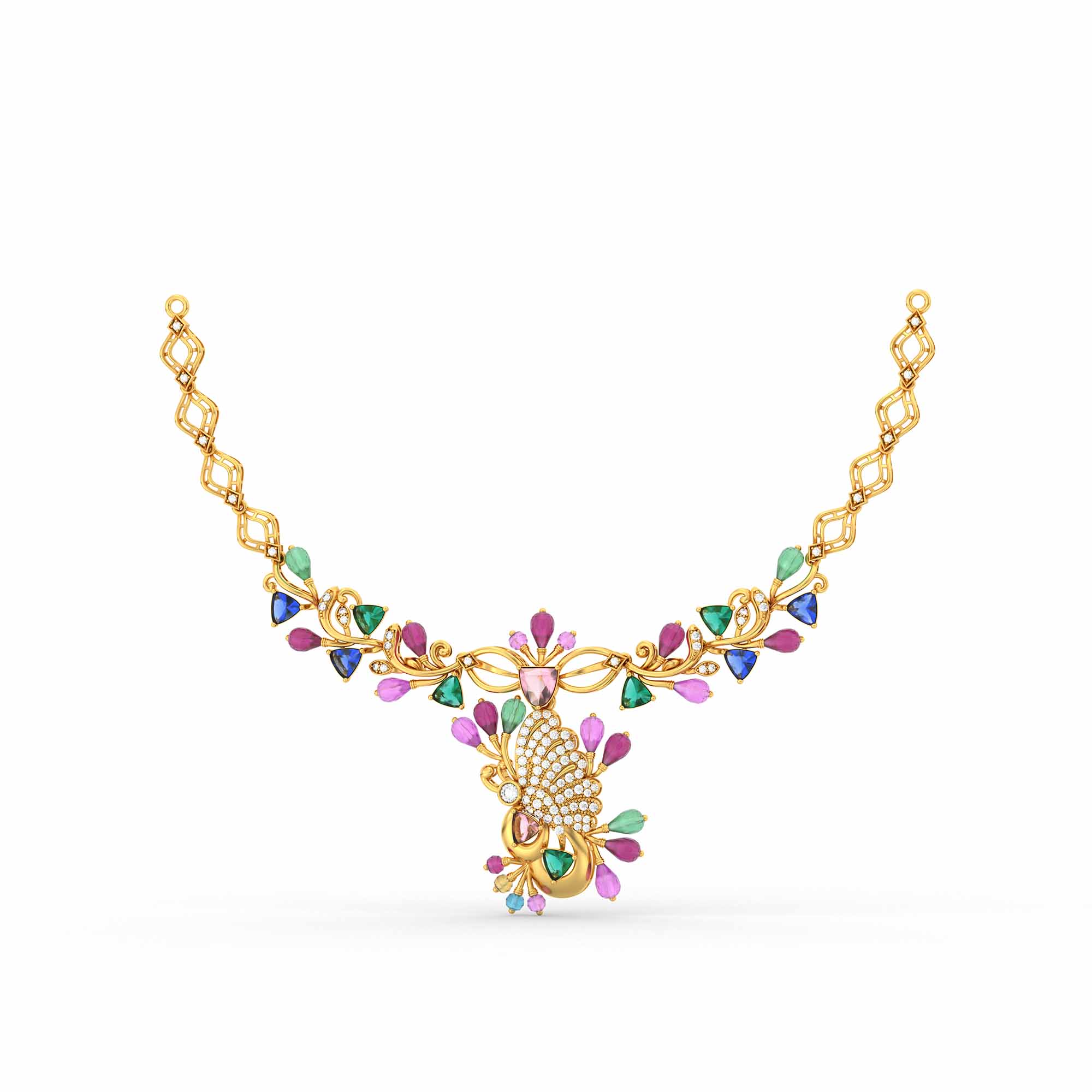 Lab-Grown Diamond Necklace in 22K Yellow Gold – 0.25 Ct, 90 Diamonds thumbnail