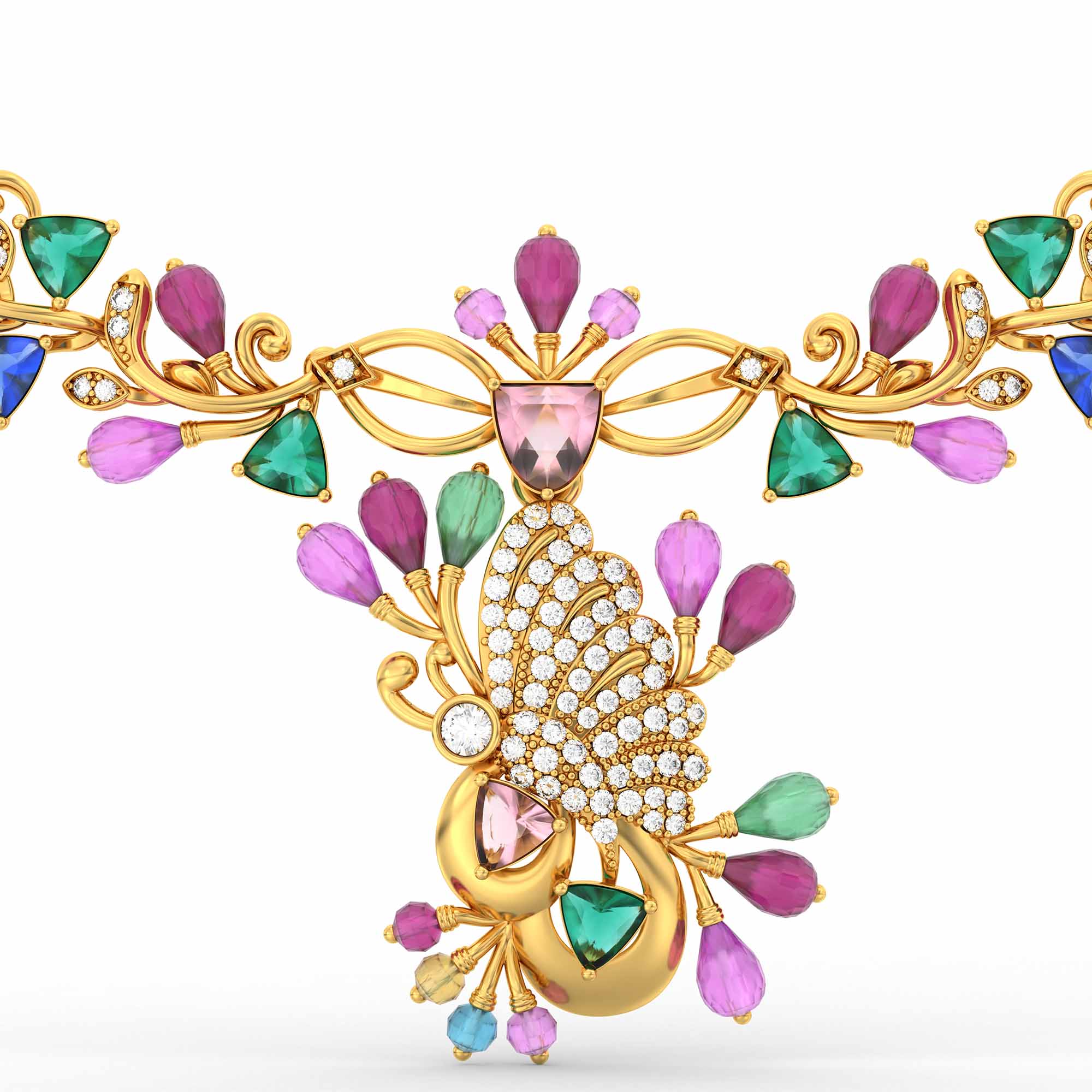 Lab-Grown Diamond Necklace in 22K Yellow Gold – 0.25 Ct, 90 Diamonds thumbnail