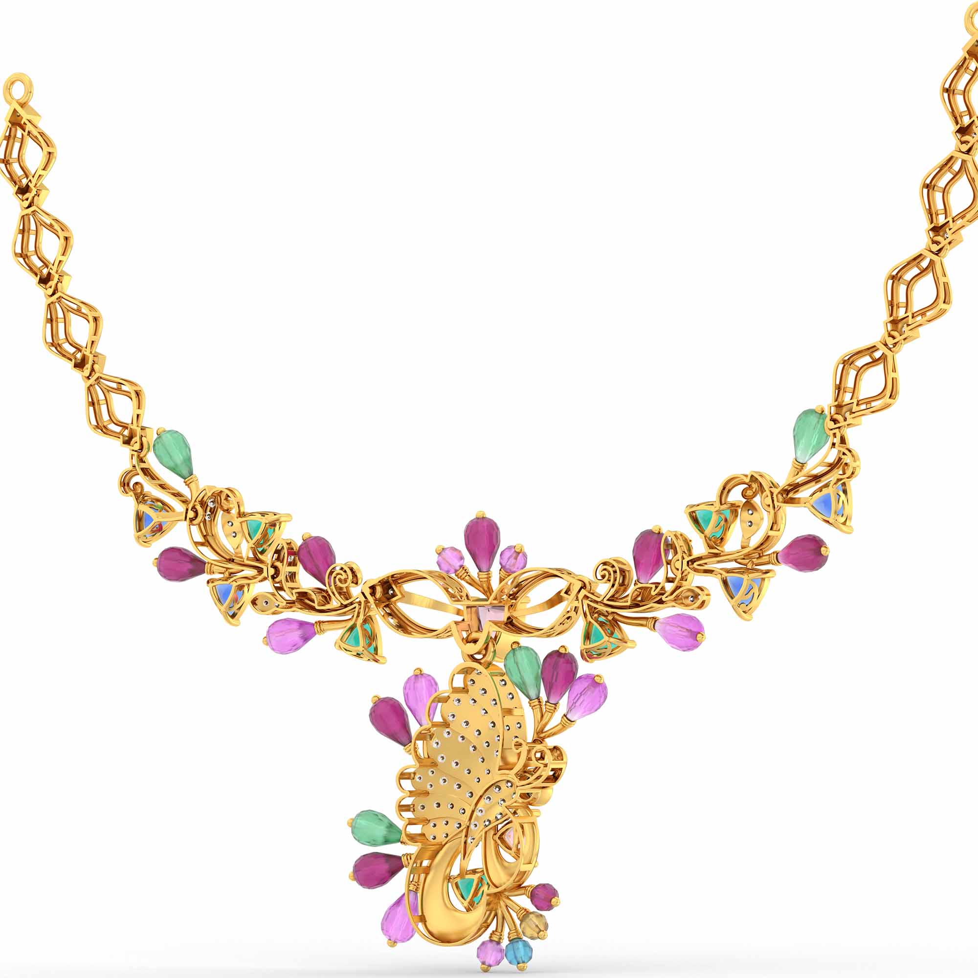 Lab-Grown Diamond Necklace in 22K Yellow Gold – 0.25 Ct, 90 Diamonds thumbnail
