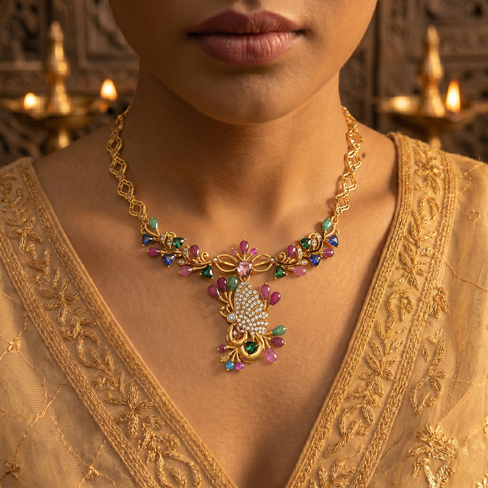 Lab-Grown Diamond Necklace in 22K Yellow Gold – 0.25 Ct, 90 Diamonds thumbnail