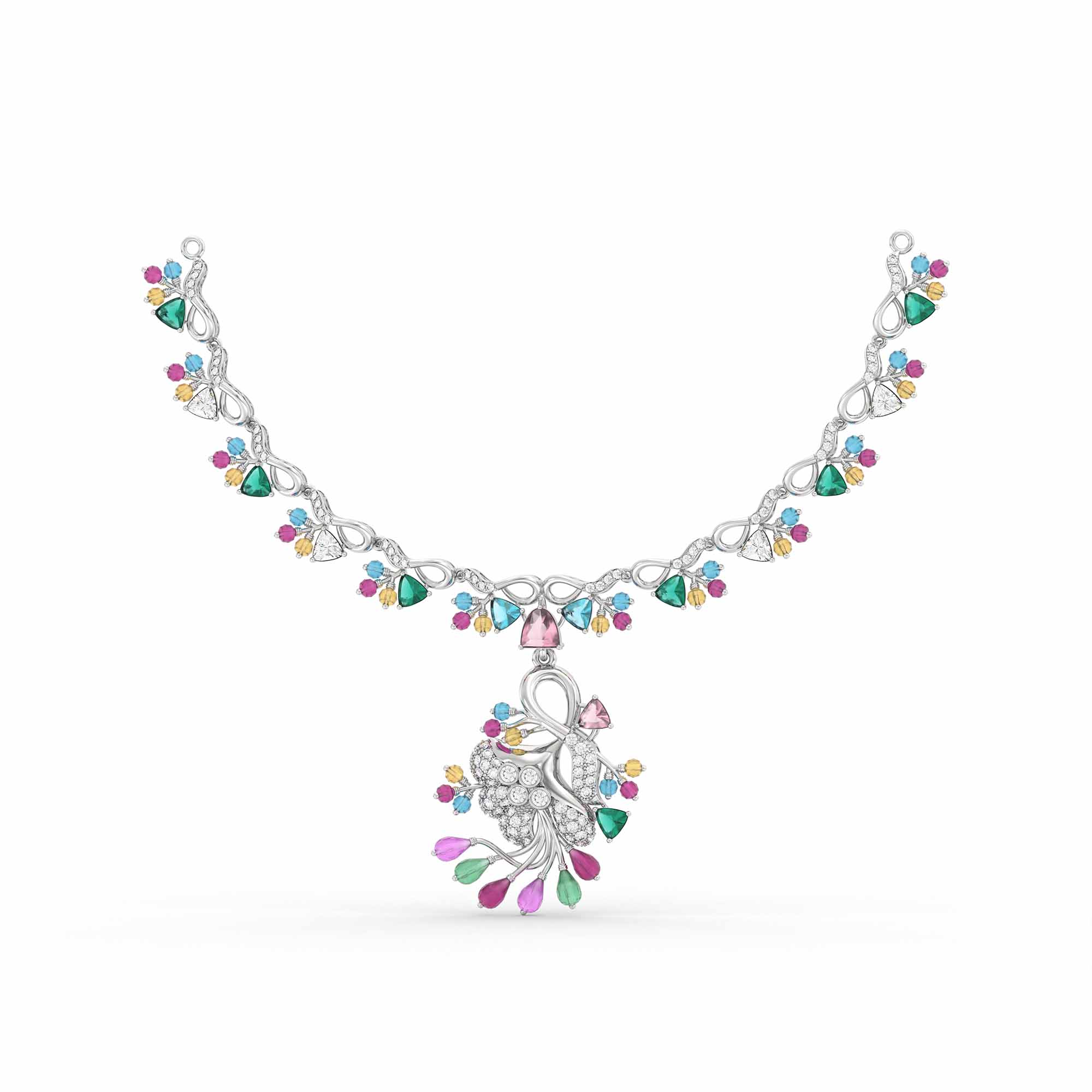 Set Diamond Necklace in 18K White Gold with Lab grown diamond thumbnail