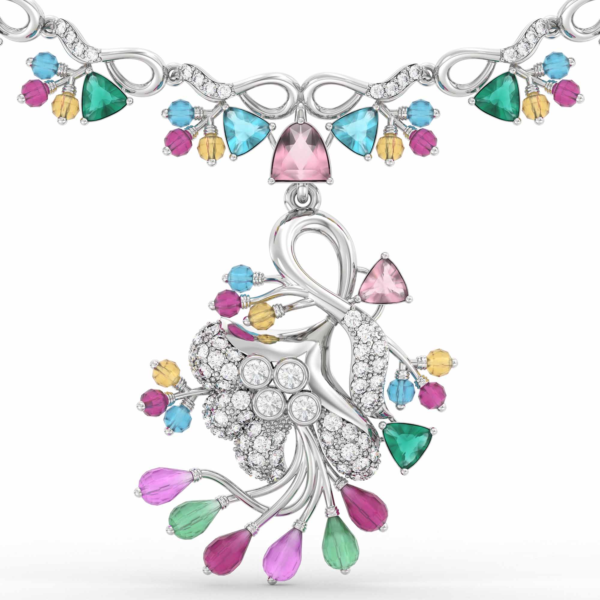 Set Diamond Necklace in 18K White Gold with Lab grown diamond thumbnail
