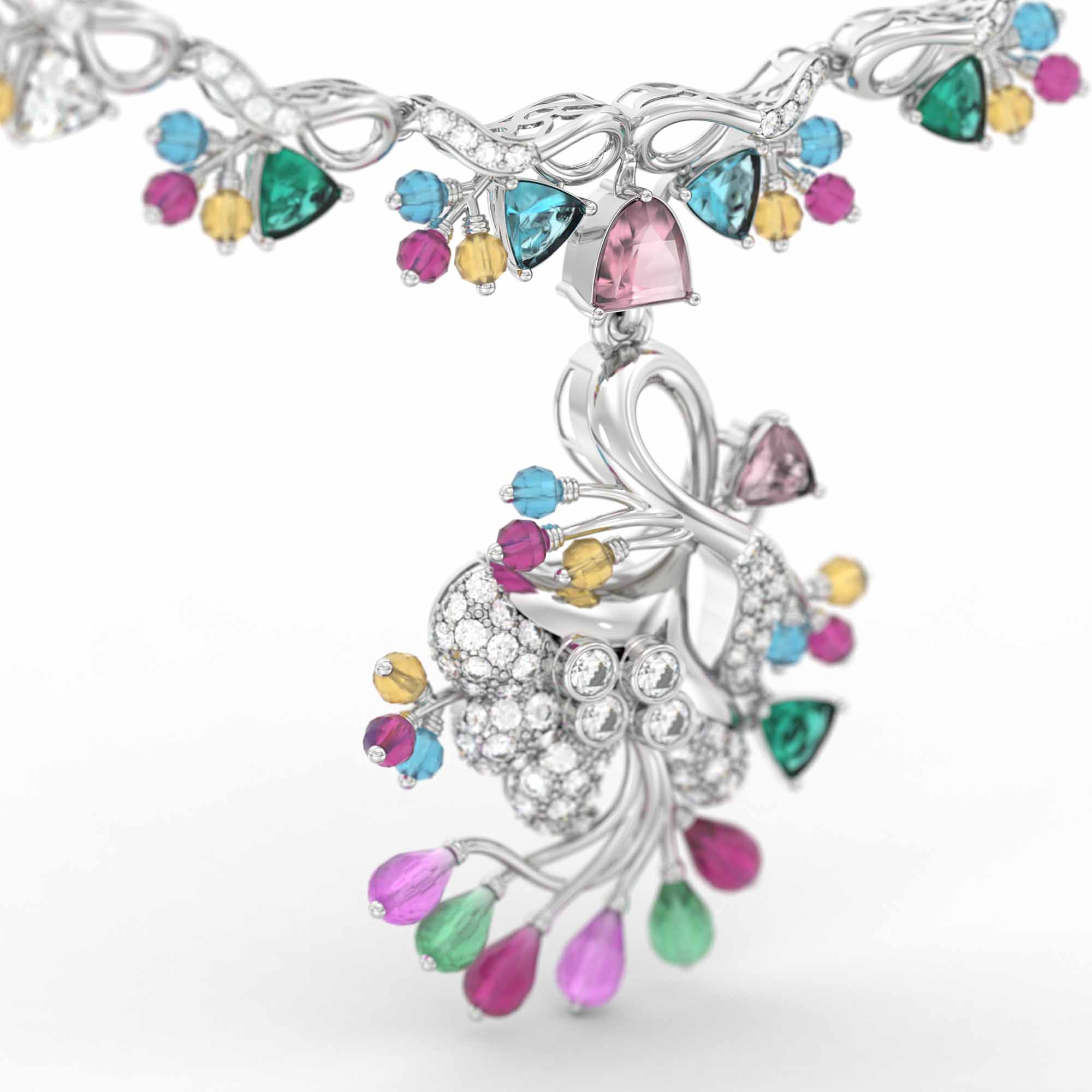 Set Diamond Necklace in 18K White Gold with Lab grown diamond thumbnail