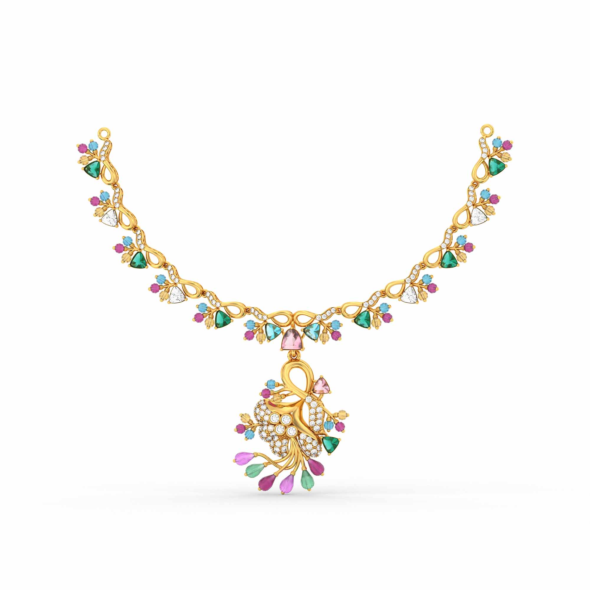 Set Diamond Necklace in 22K Yellow Gold with Lab grown diamond thumbnail