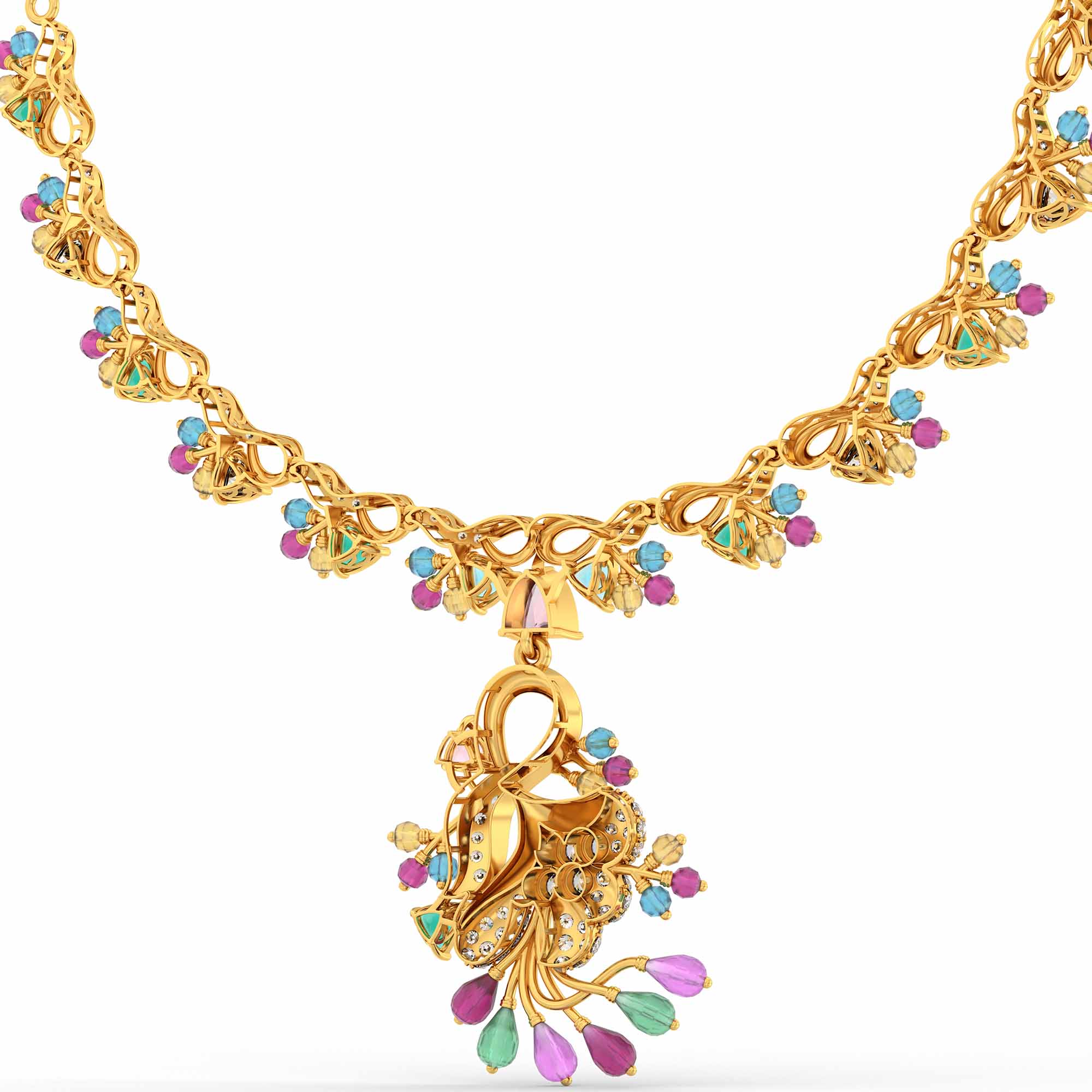 Set Diamond Necklace in 22K Yellow Gold with Lab grown diamond thumbnail