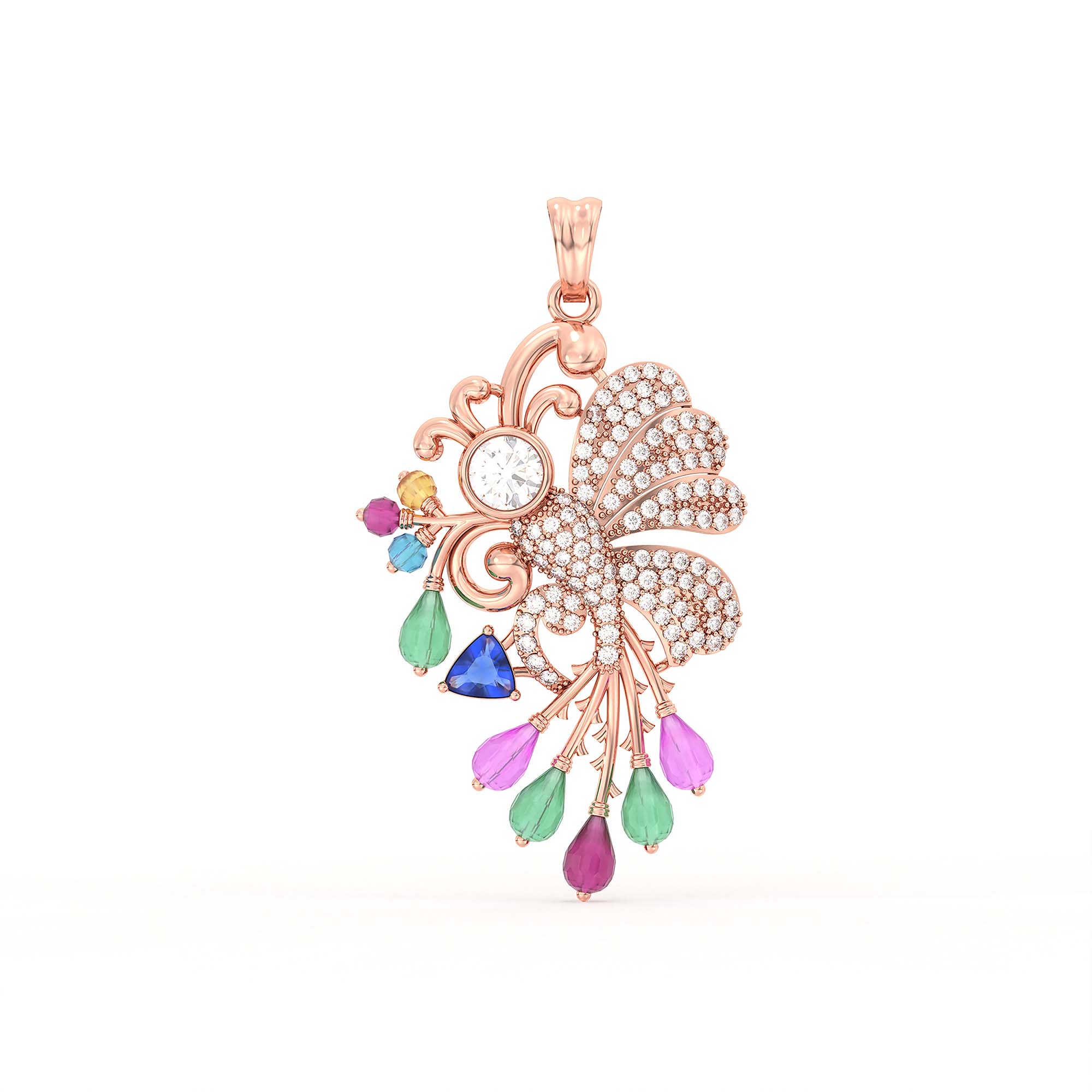 Lab-Grown Diamond Pendant for Women in 18K Rose Gold – 0.65 Ct, 110 Diamonds thumbnail