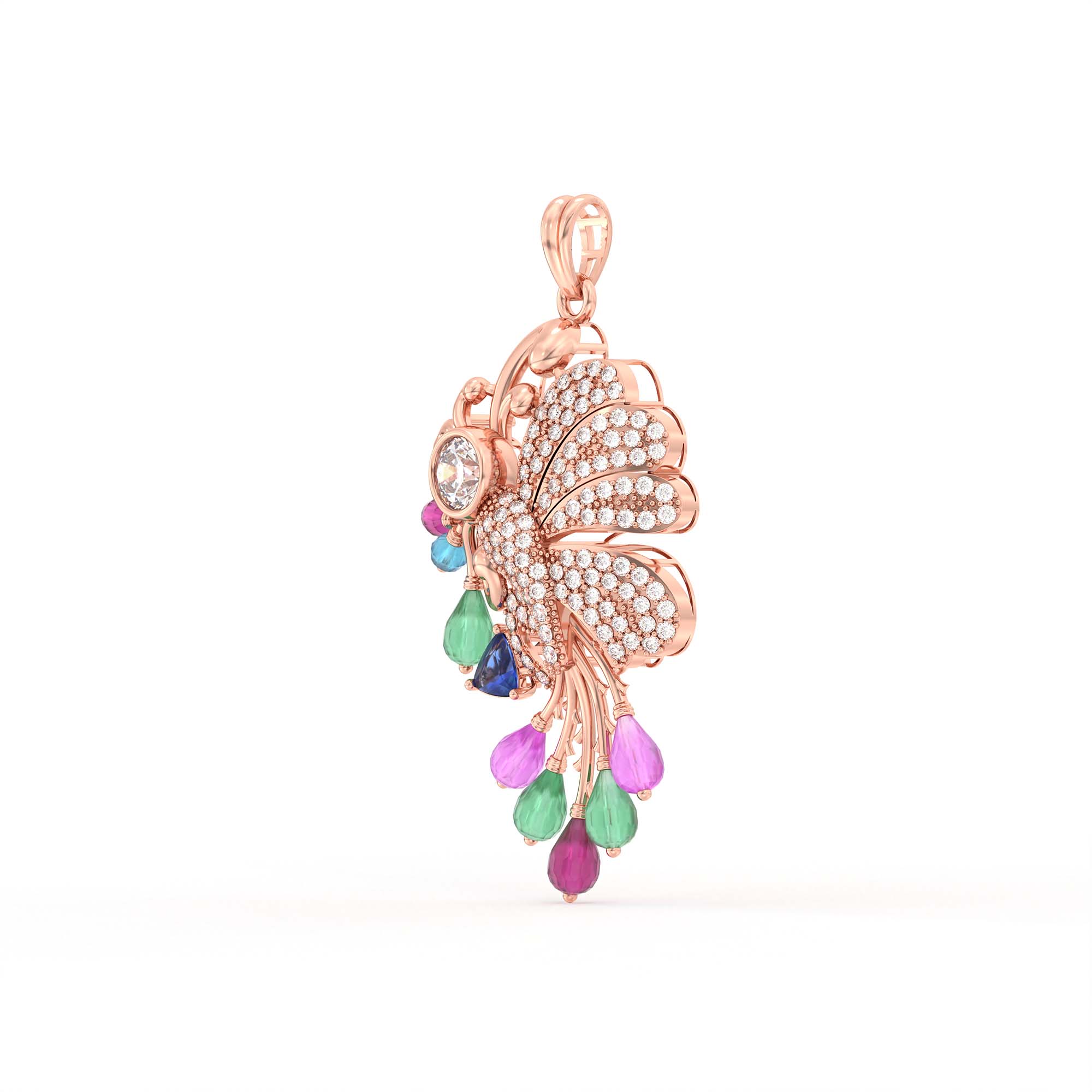 Lab-Grown Diamond Pendant for Women in 18K Rose Gold – 0.65 Ct, 110 Diamonds thumbnail