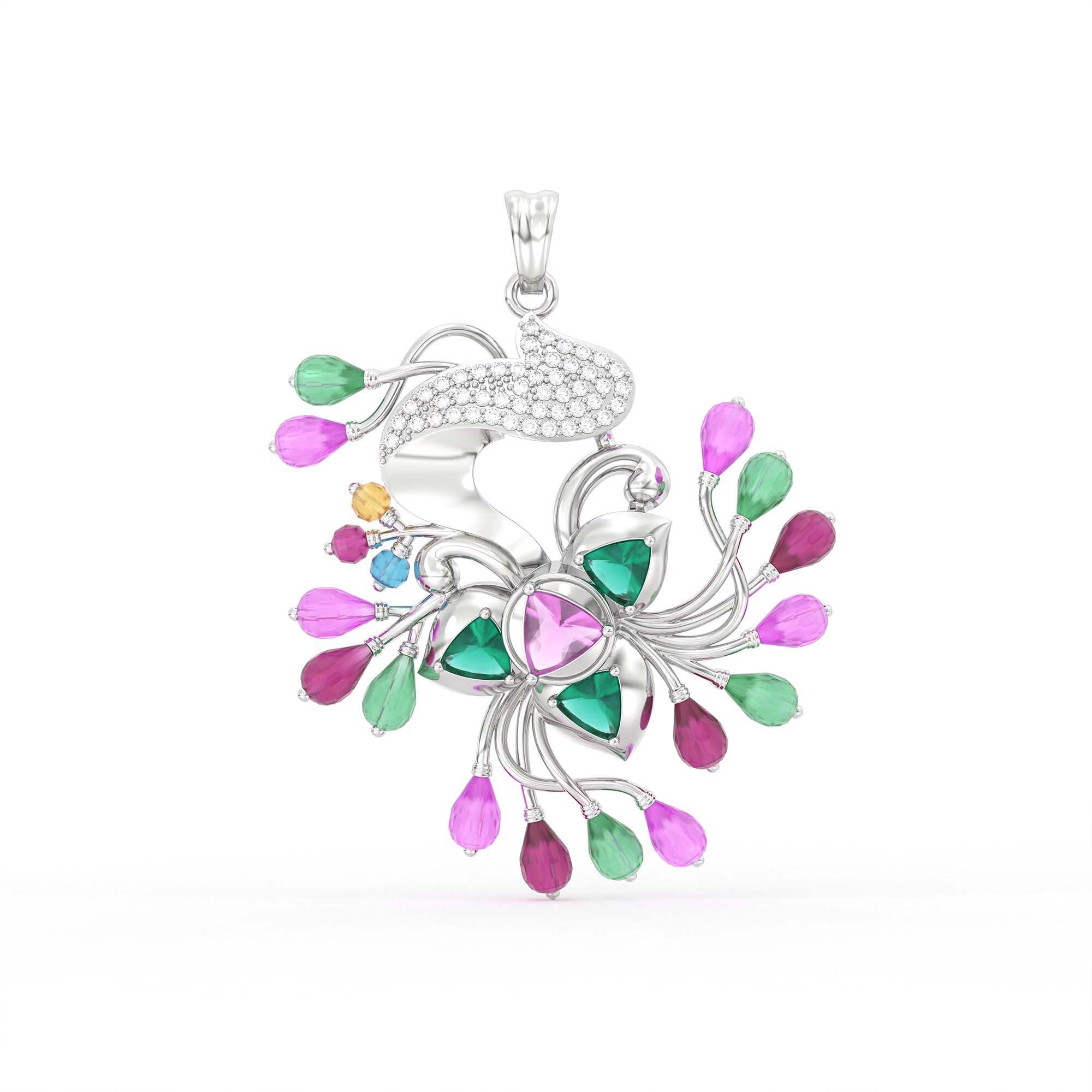 Lab-Grown Diamond Pendant for Women in 18K White Gold – 0.48 Ct, 49 Diamonds thumbnail