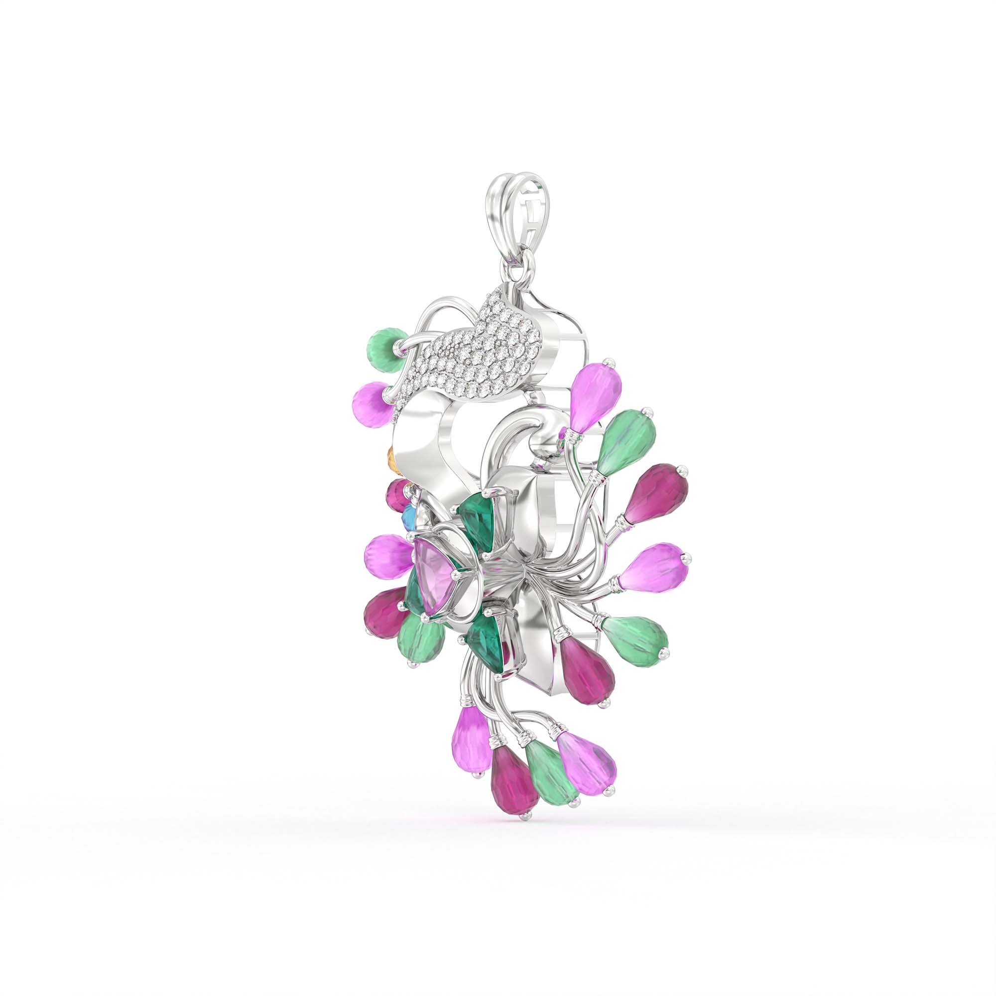 Lab-Grown Diamond Pendant for Women in 18K White Gold – 0.48 Ct, 49 Diamonds thumbnail