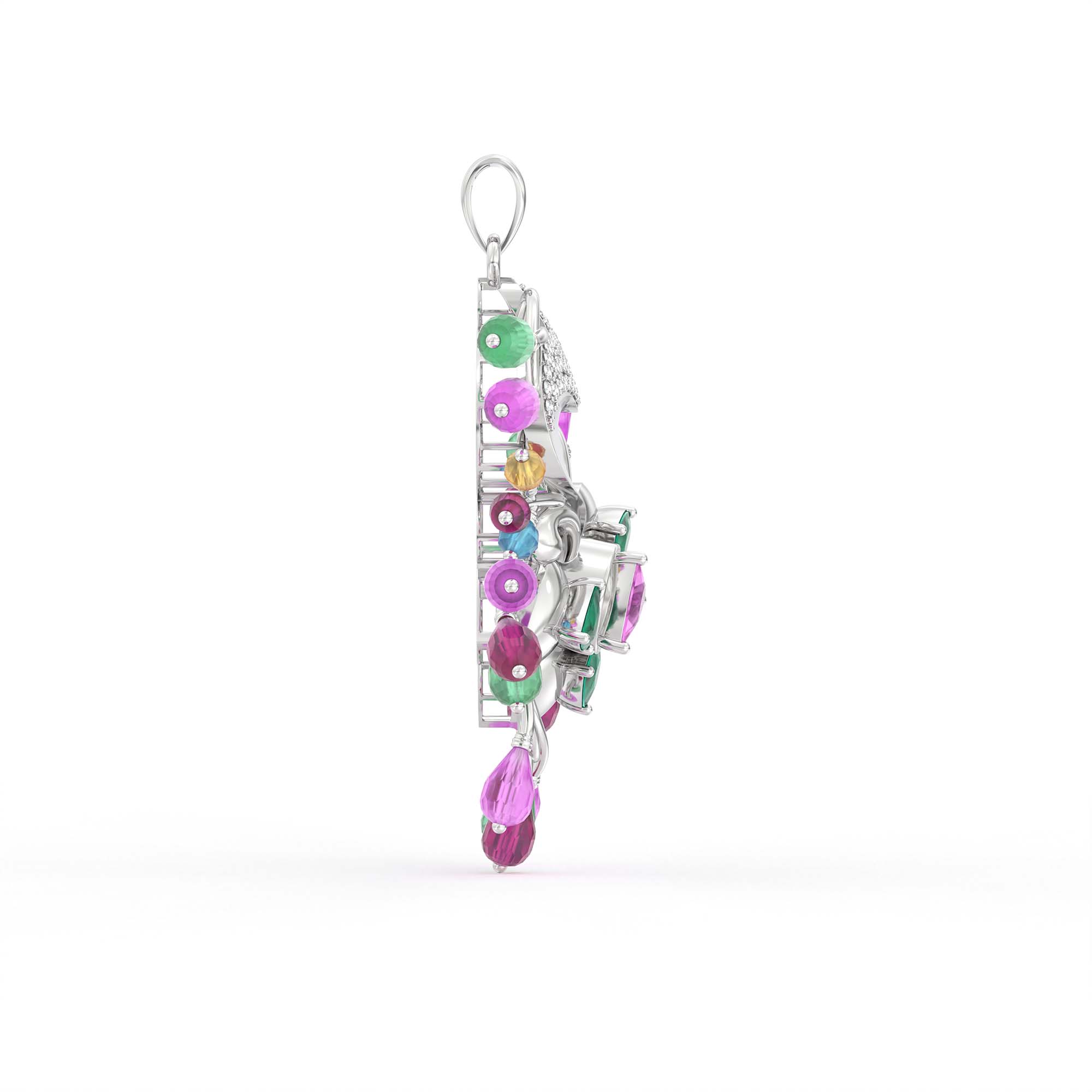 Lab-Grown Diamond Pendant for Women in 18K White Gold – 0.48 Ct, 49 Diamonds thumbnail