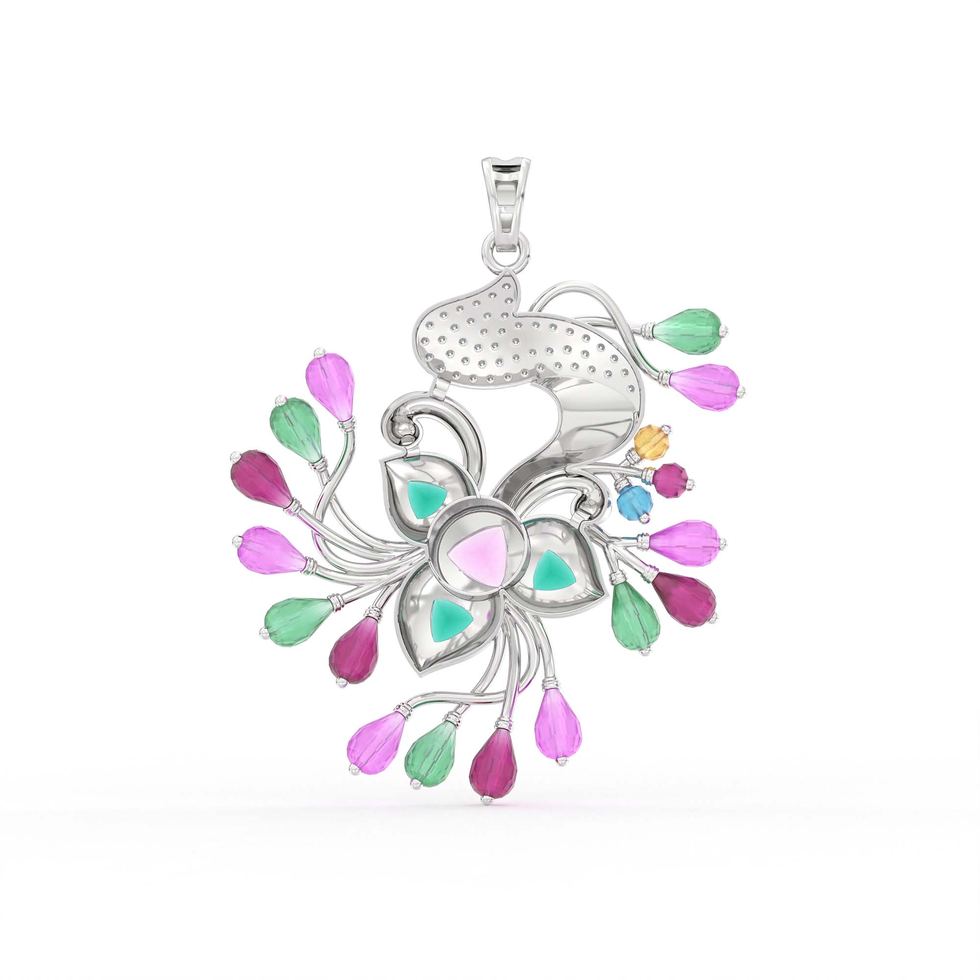 Lab-Grown Diamond Pendant for Women in 18K White Gold – 0.48 Ct, 49 Diamonds thumbnail