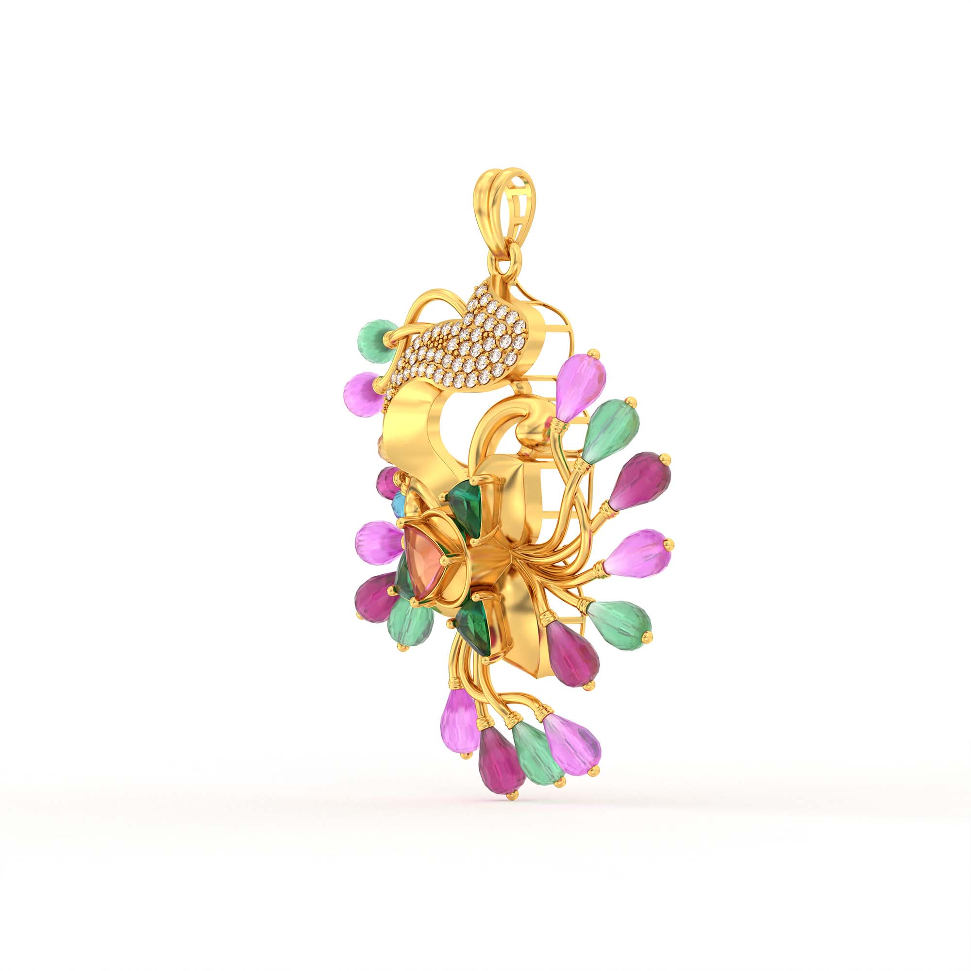 Lab-Grown Diamond Pendant for Women in 22K Yellow Gold – 0.48 Ct, 49 Diamonds thumbnail