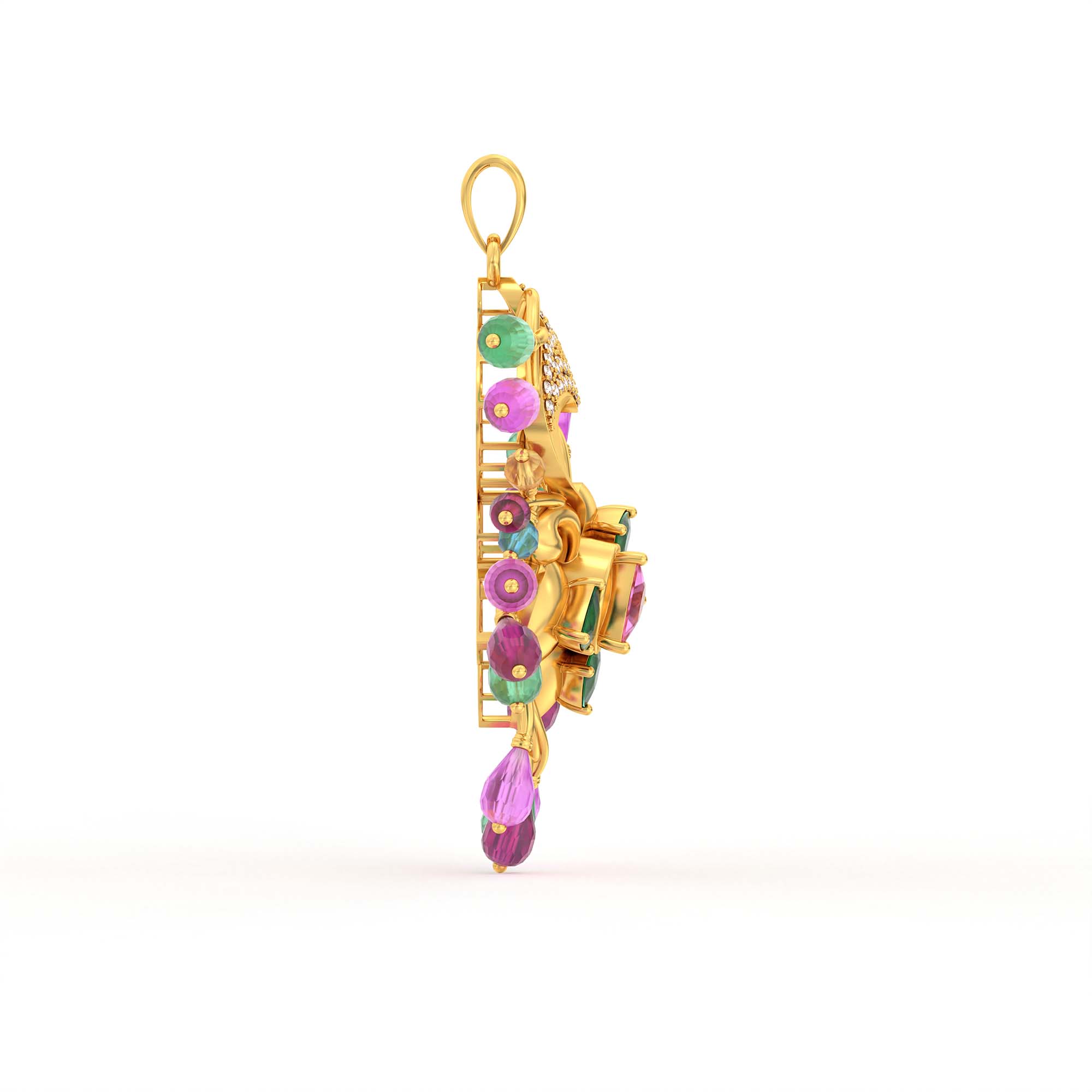 Lab-Grown Diamond Pendant for Women in 22K Yellow Gold – 0.48 Ct, 49 Diamonds thumbnail