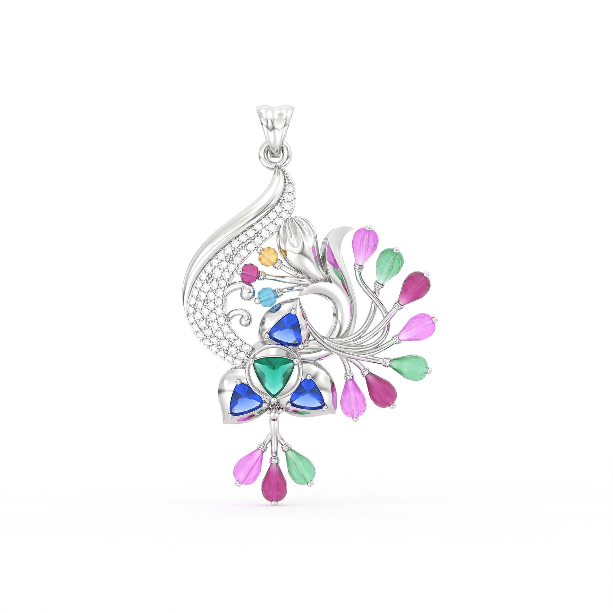 Lab-Grown Diamond Pendant for Women in 18K White Gold – 0.04 Ct, 65 Diamonds thumbnail