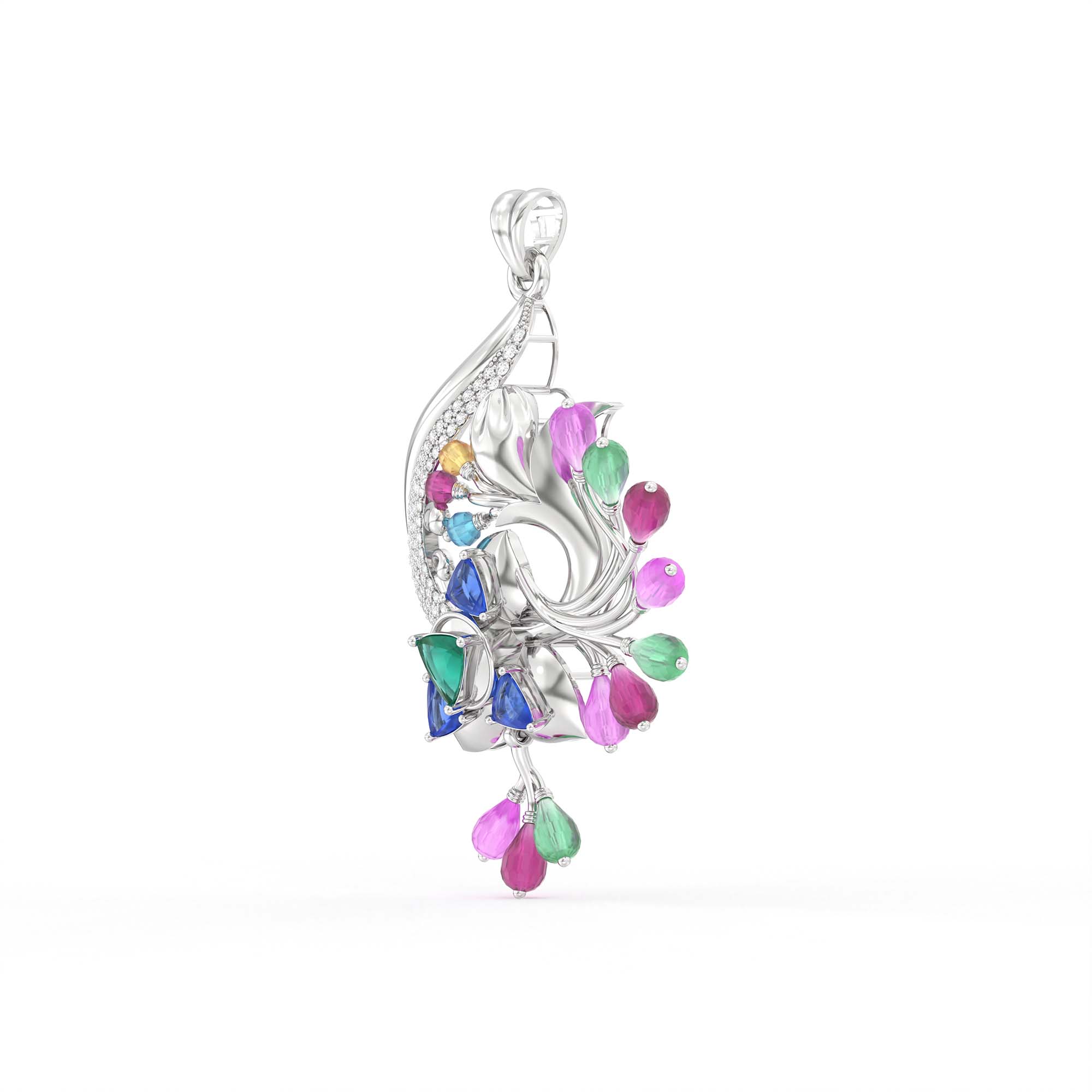 Lab-Grown Diamond Pendant for Women in 18K White Gold – 0.04 Ct, 65 Diamonds thumbnail