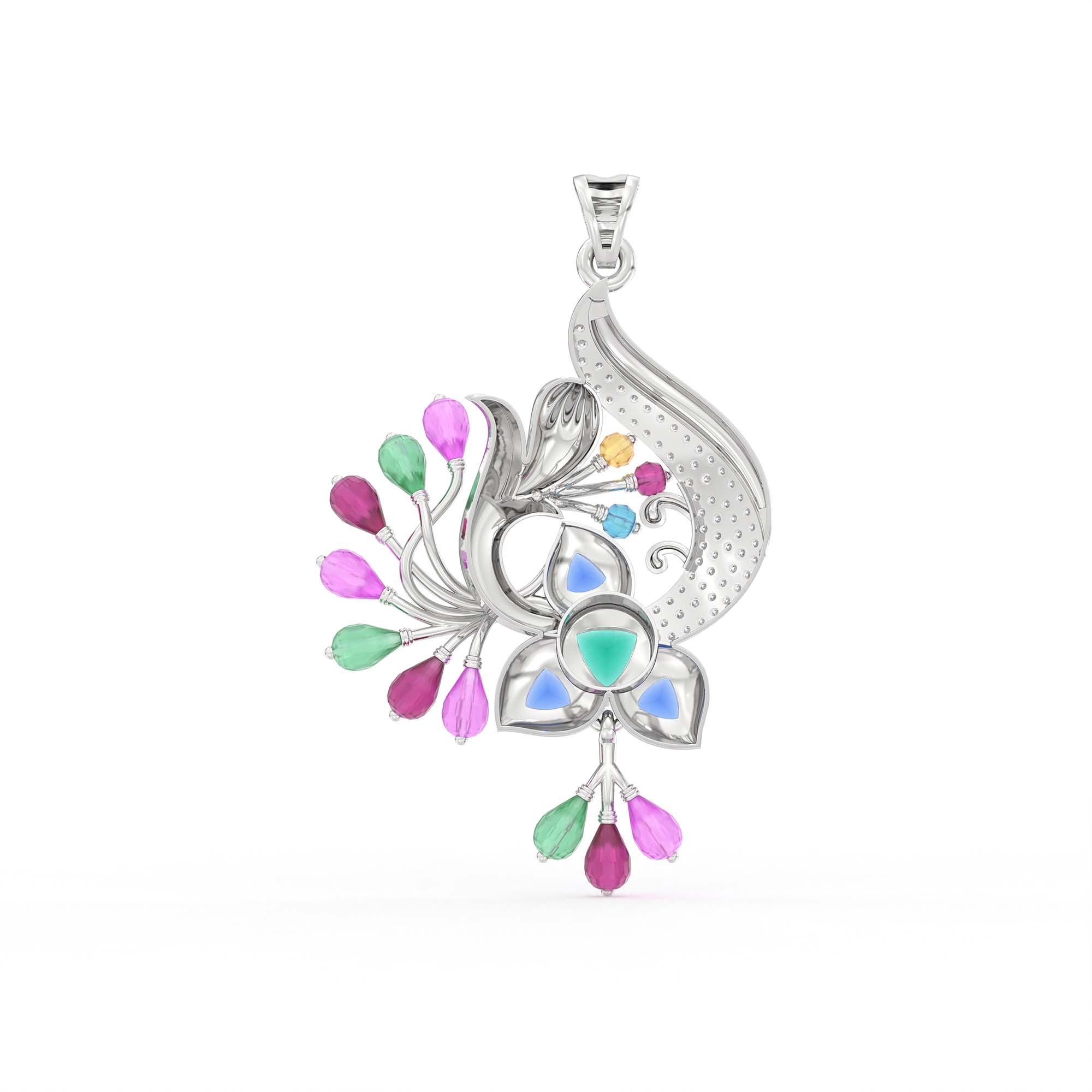 Lab-Grown Diamond Pendant for Women in 18K White Gold – 0.04 Ct, 65 Diamonds thumbnail