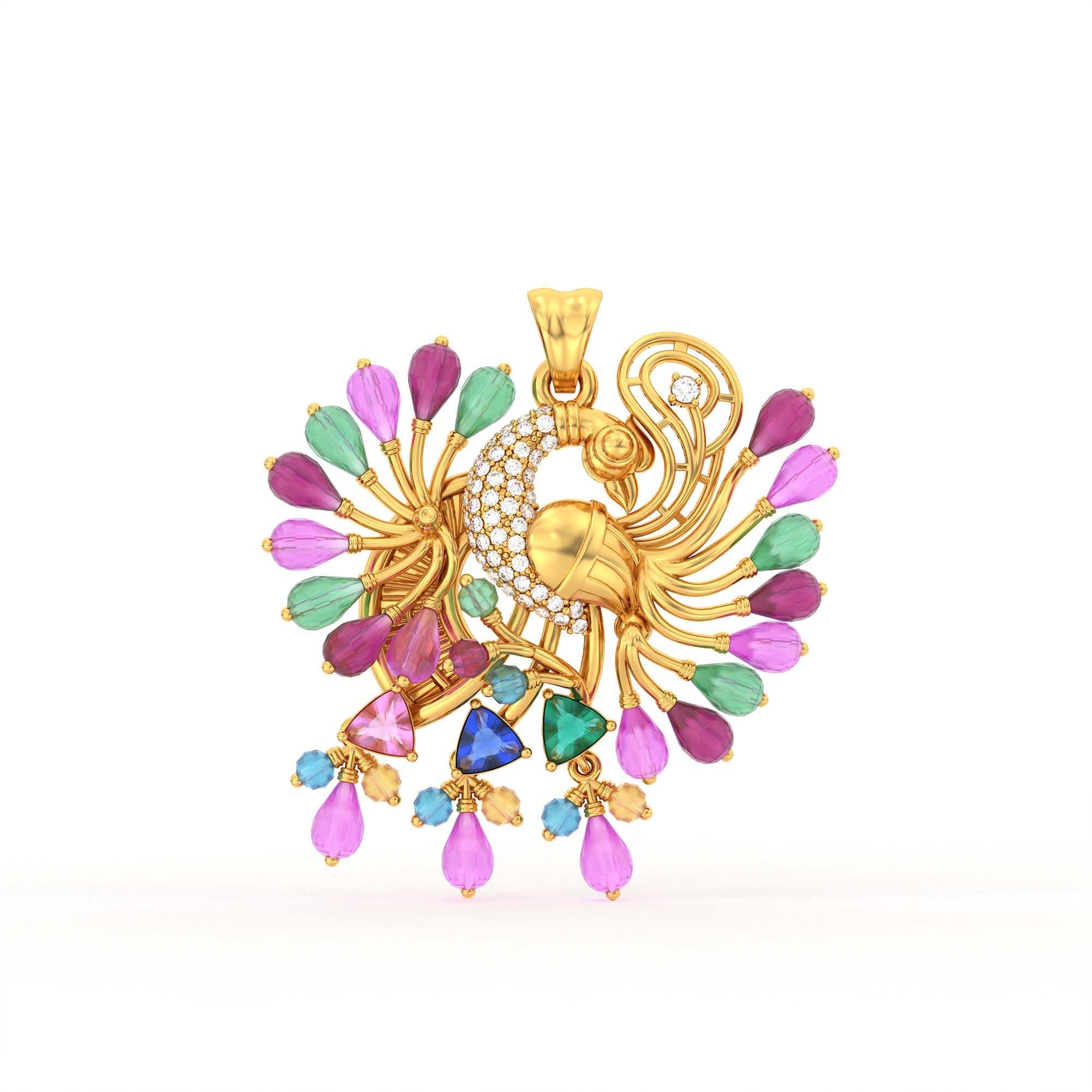 Set Diamond Pendant in 22K Yellow Gold with Lab grown diamond thumbnail