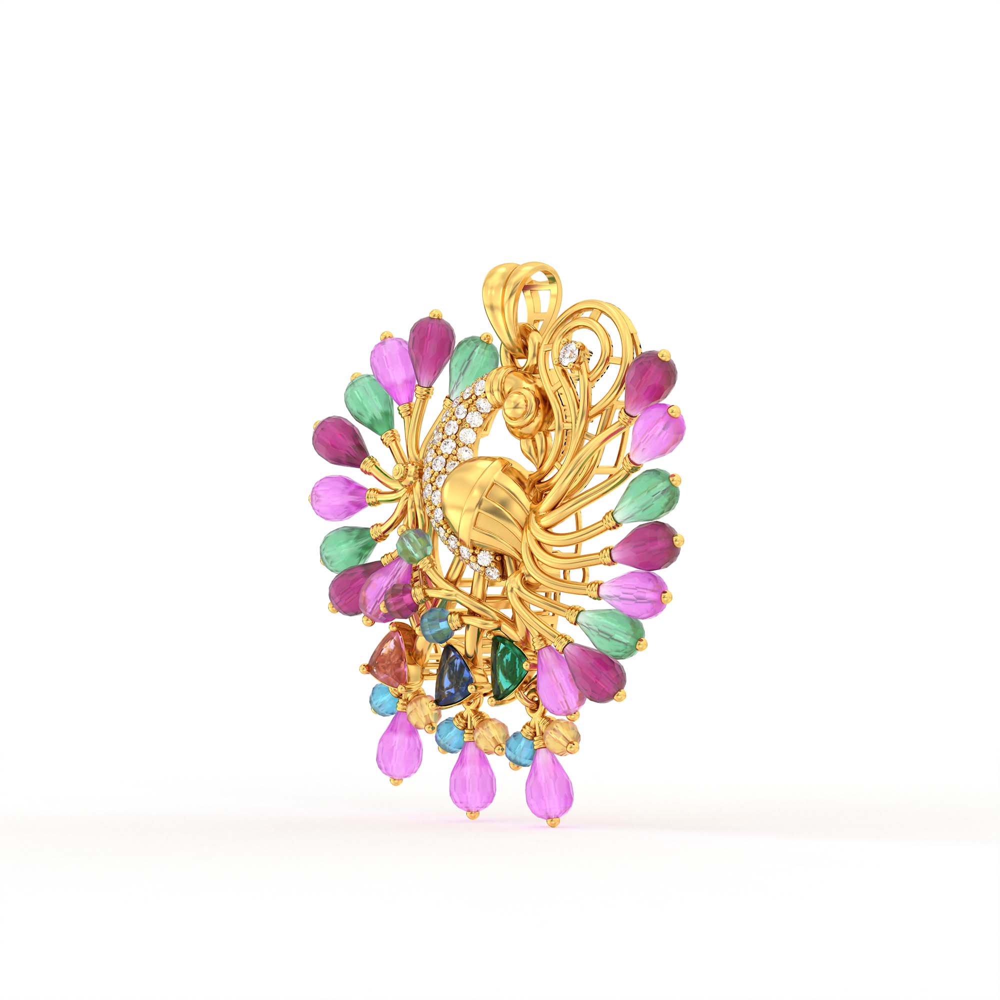 Set Diamond Pendant in 22K Yellow Gold with Lab grown diamond thumbnail