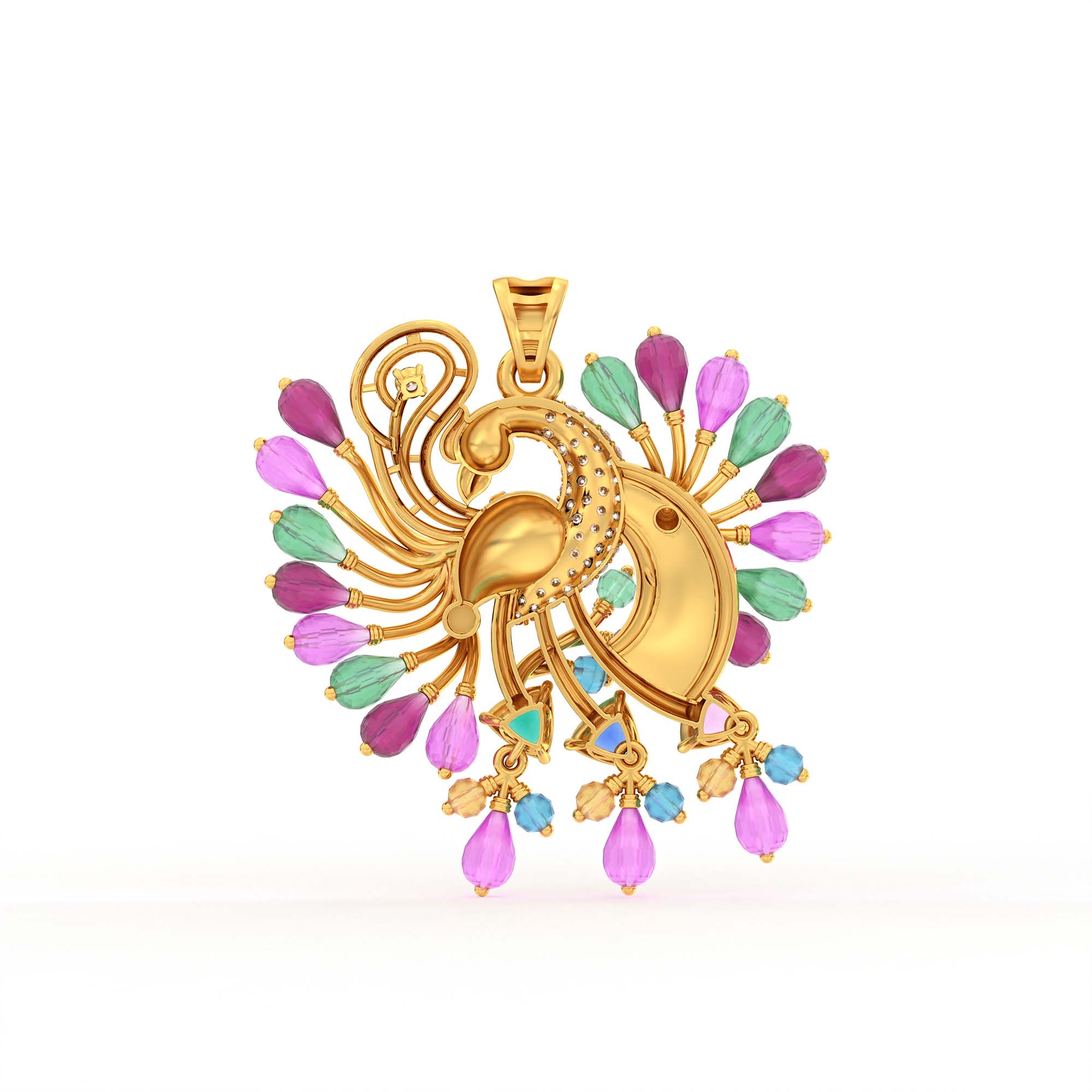 Set Diamond Pendant in 22K Yellow Gold with Lab grown diamond thumbnail