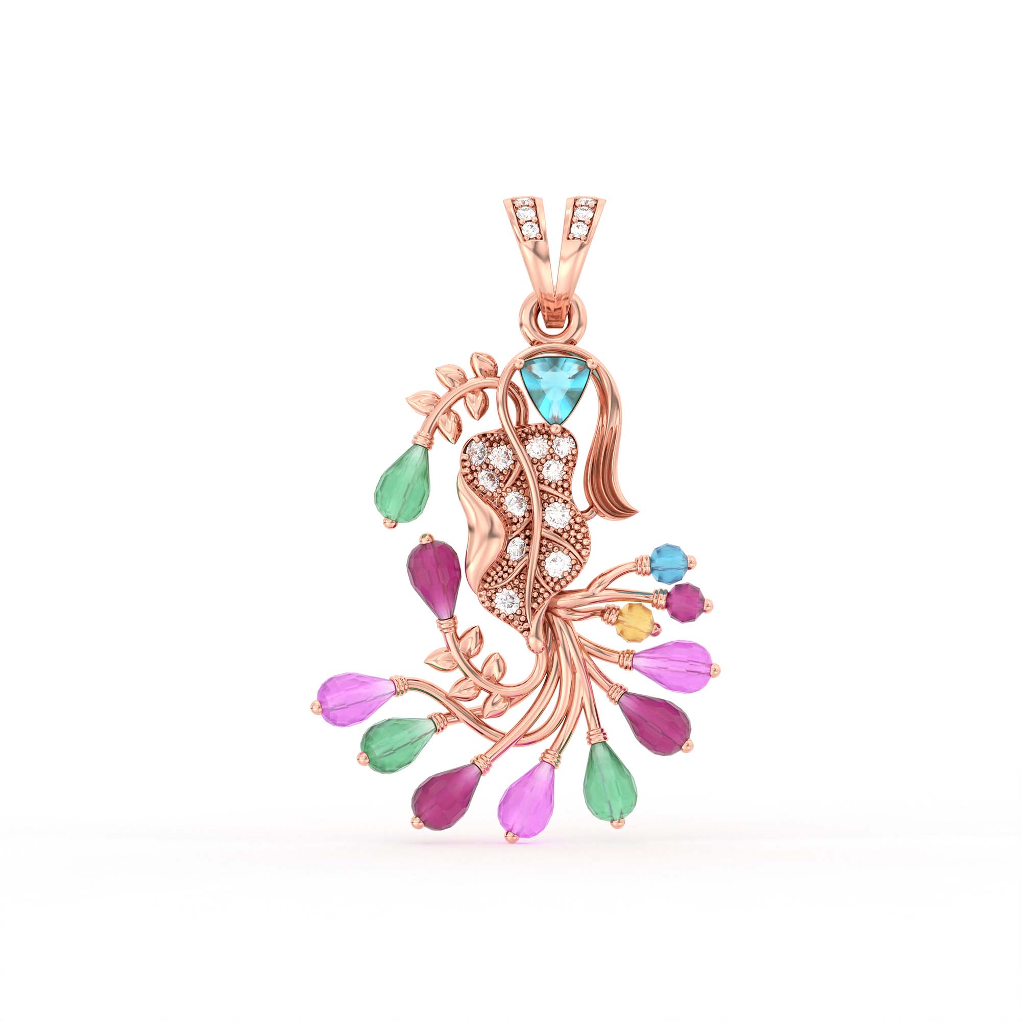 Set Diamond Pendant in 18K Rose Gold with Lab grown diamond thumbnail