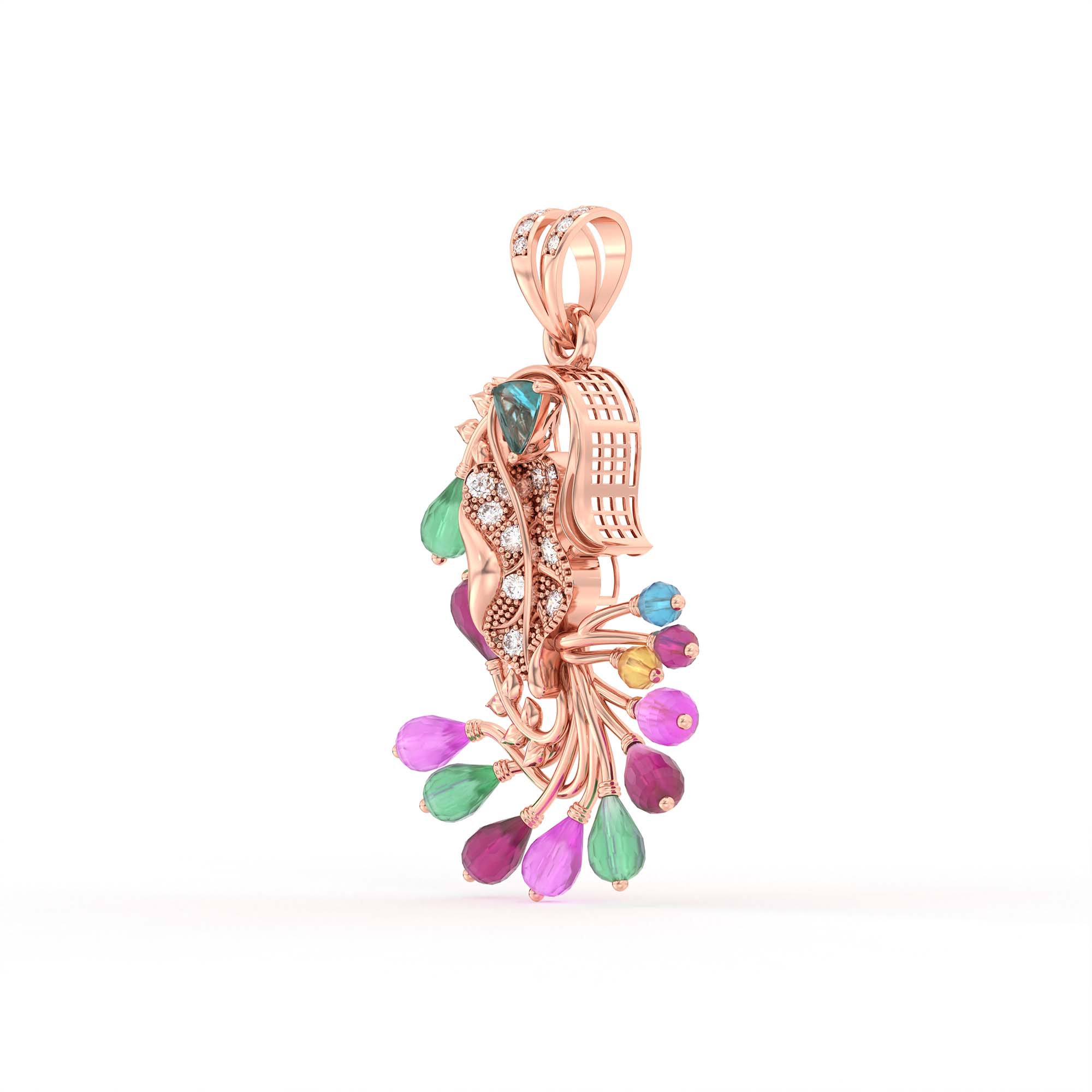 Set Diamond Pendant in 18K Rose Gold with Lab grown diamond thumbnail