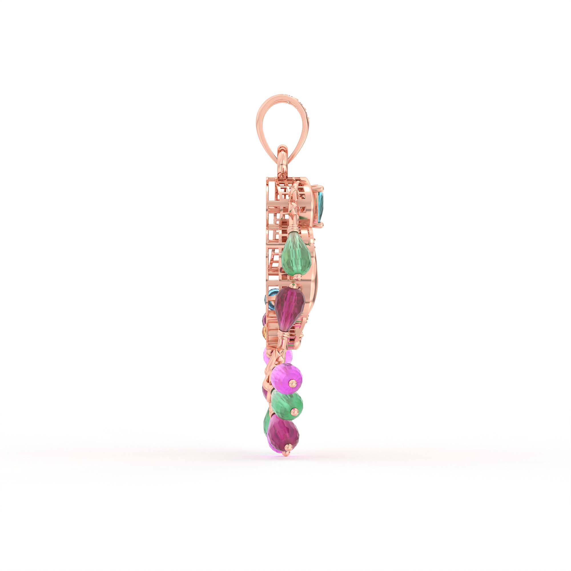 Set Diamond Pendant in 18K Rose Gold with Lab grown diamond thumbnail
