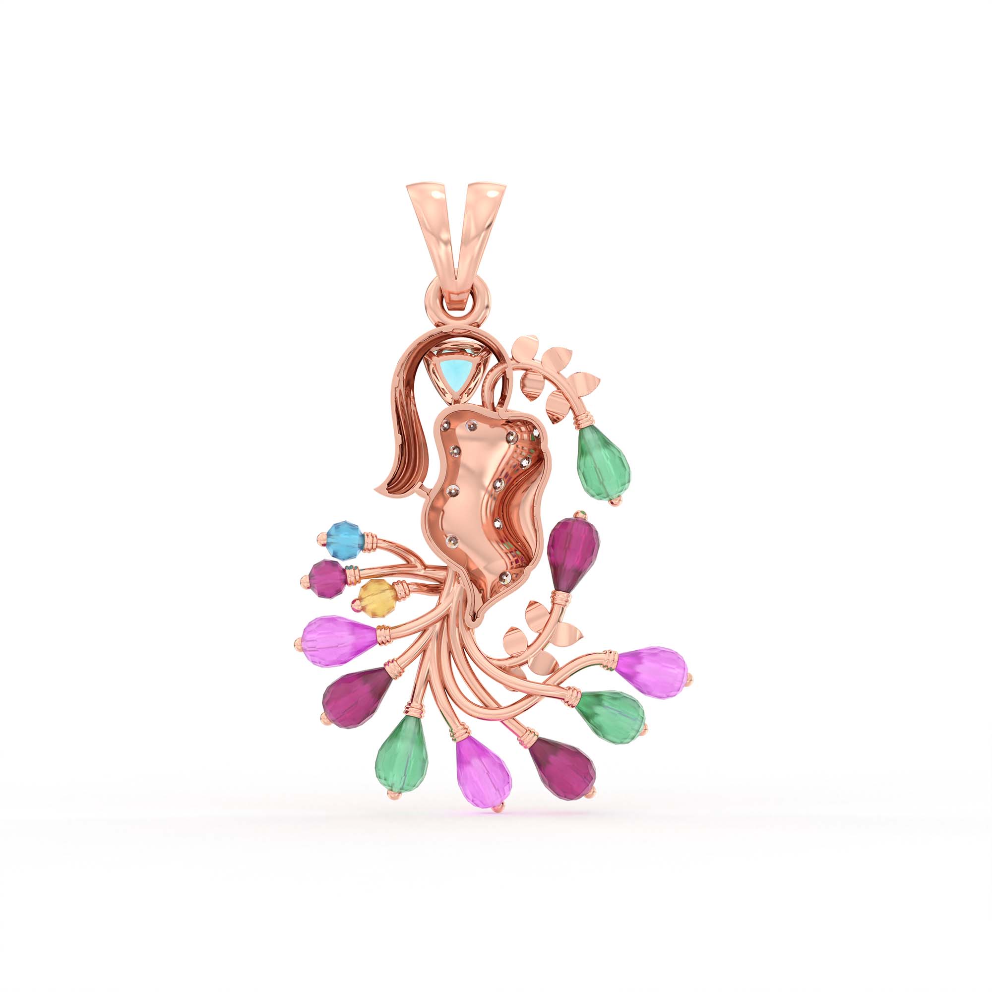 Set Diamond Pendant in 18K Rose Gold with Lab grown diamond thumbnail