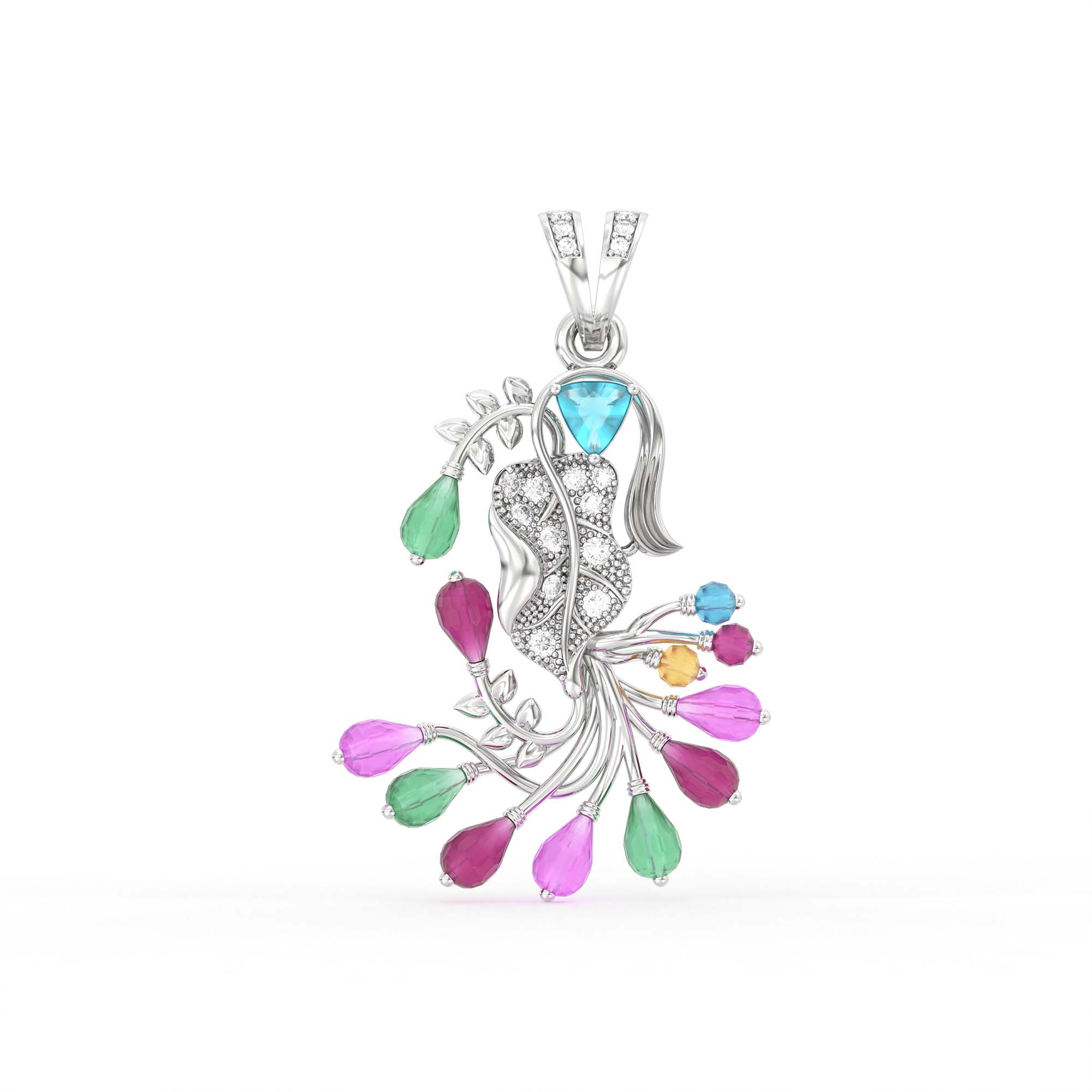 Set Diamond Pendant in 18K White Gold with Lab grown diamond thumbnail
