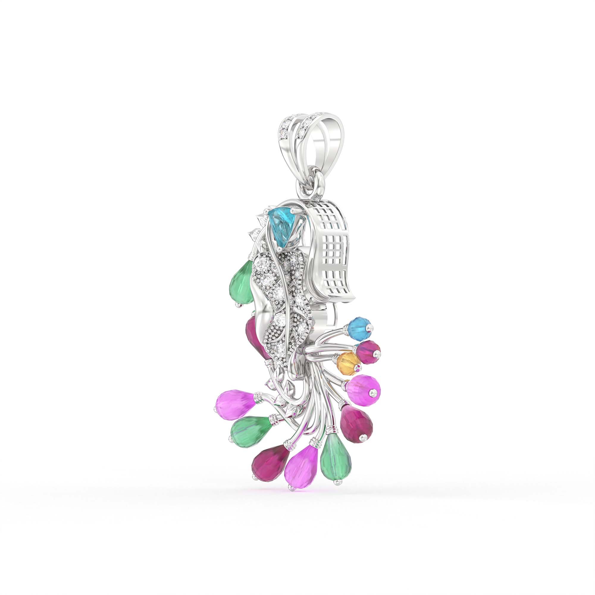 Set Diamond Pendant in 18K White Gold with Lab grown diamond thumbnail