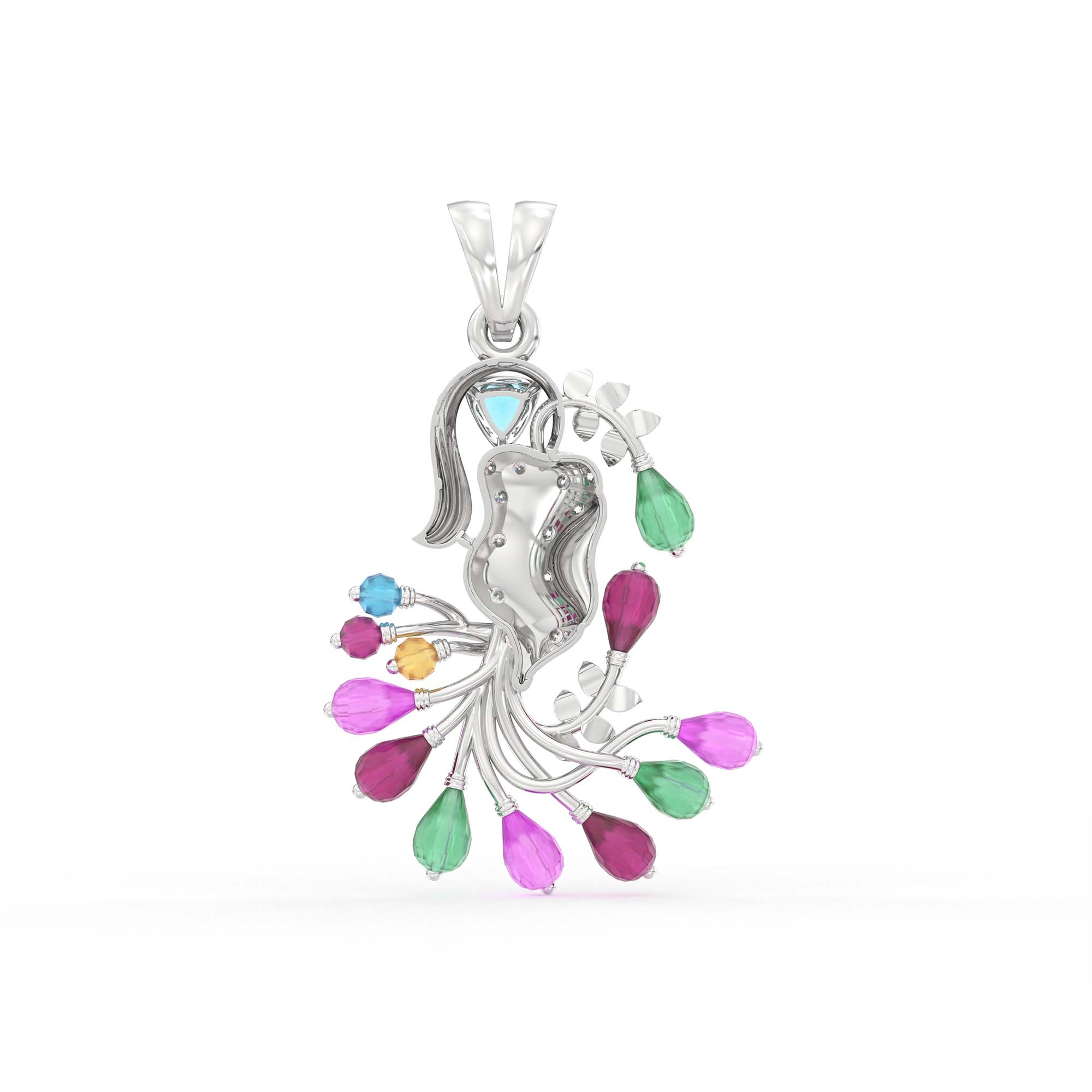Set Diamond Pendant in 18K White Gold with Lab grown diamond thumbnail