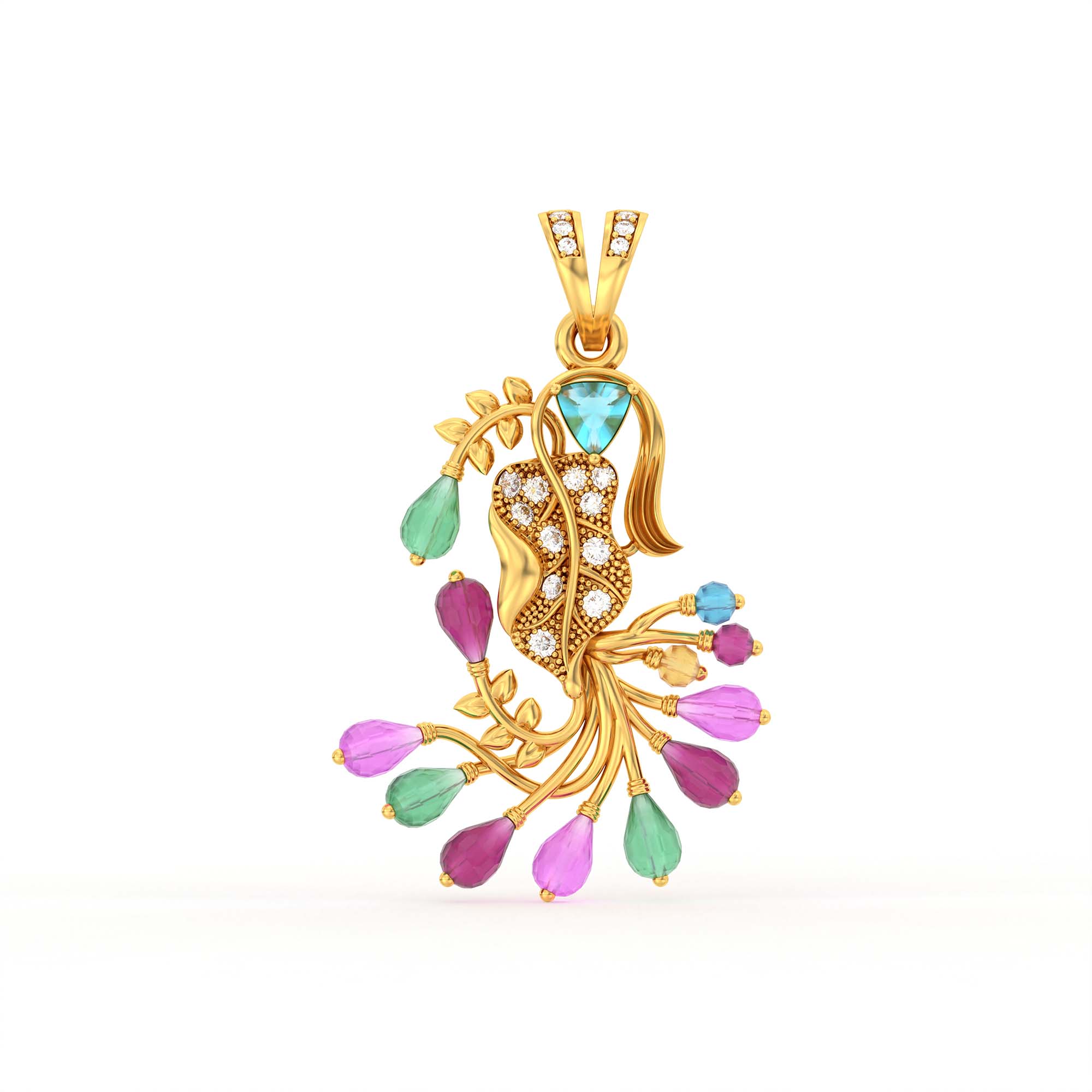 Set Diamond Pendant in 22K Yellow Gold with Lab grown diamond thumbnail