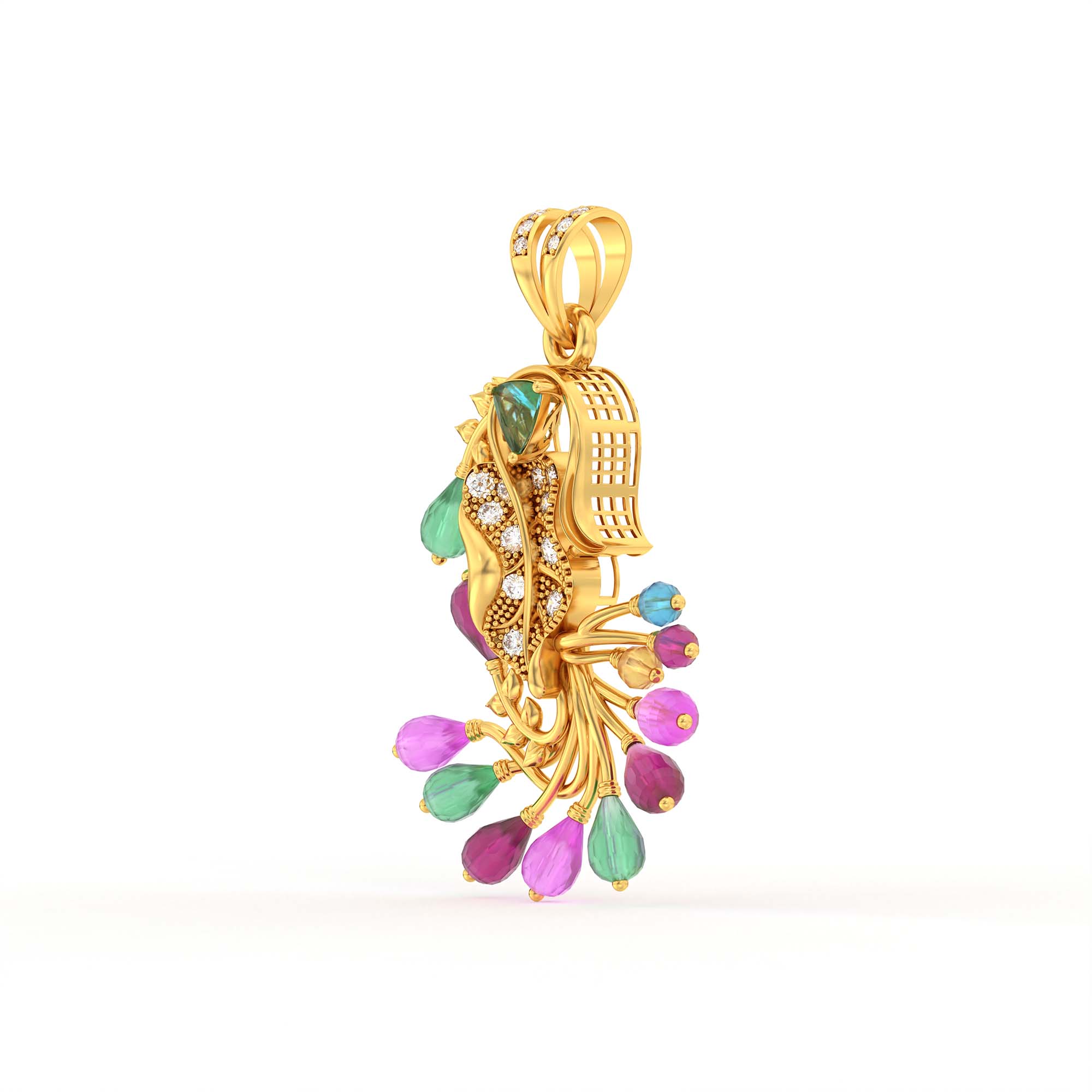 Set Diamond Pendant in 22K Yellow Gold with Lab grown diamond thumbnail