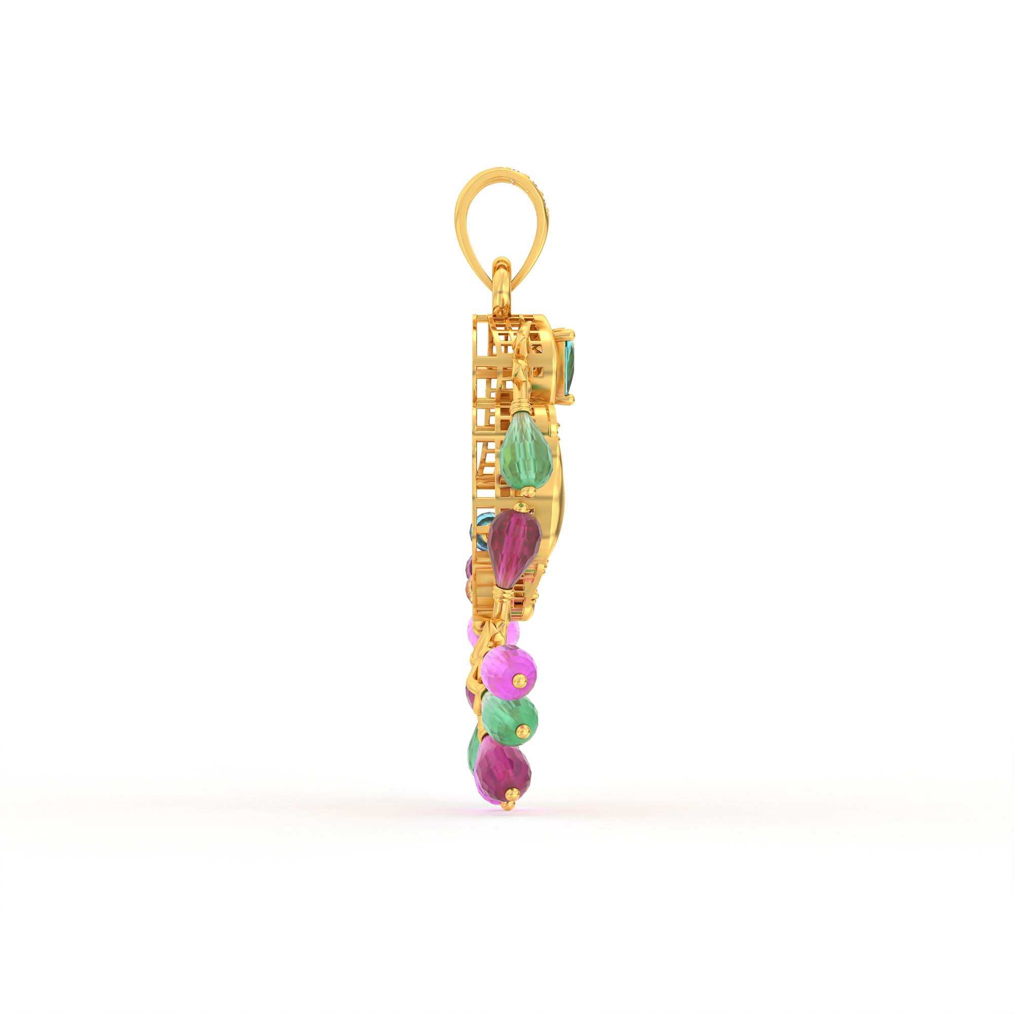 Set Diamond Pendant in 22K Yellow Gold with Lab grown diamond thumbnail
