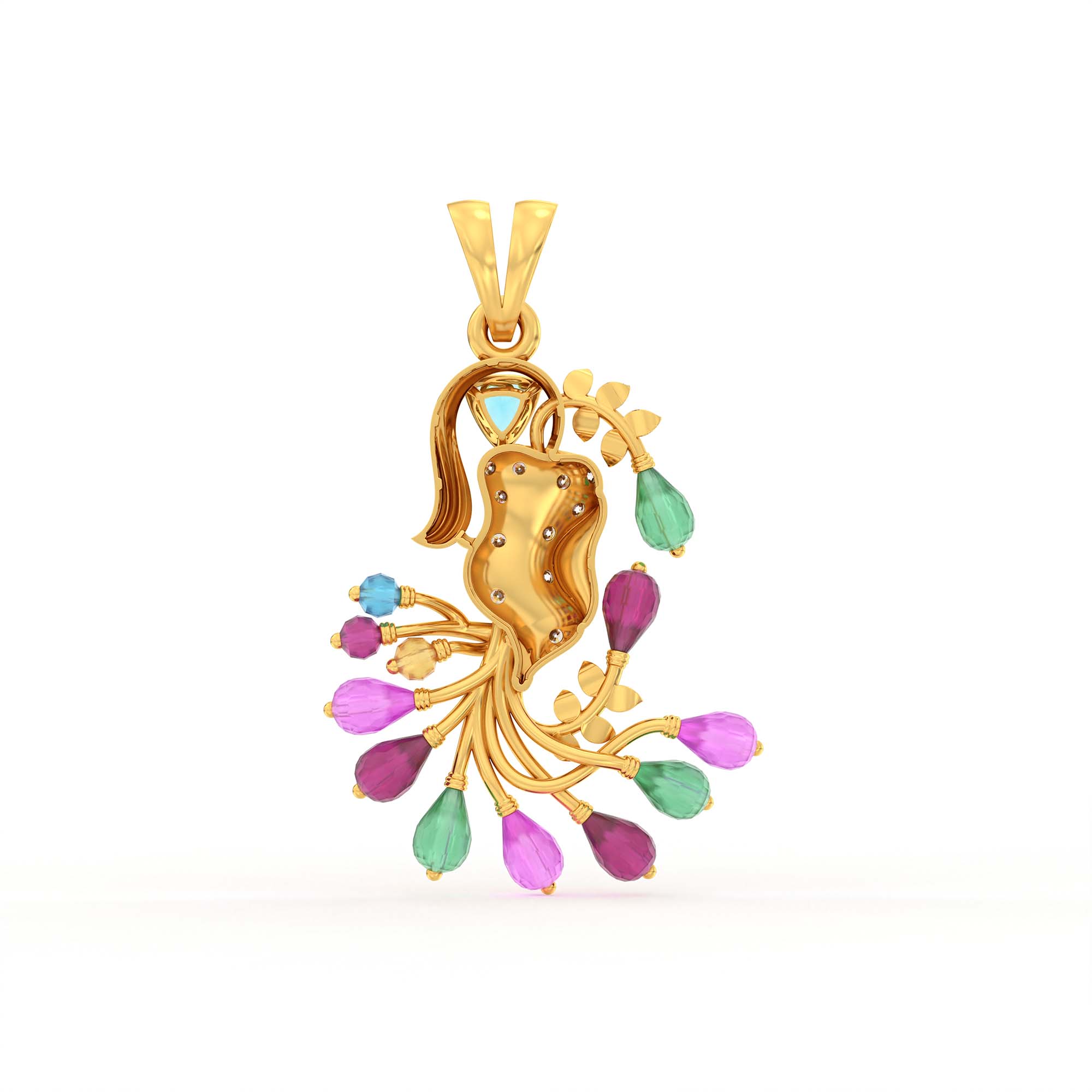 Set Diamond Pendant in 22K Yellow Gold with Lab grown diamond thumbnail