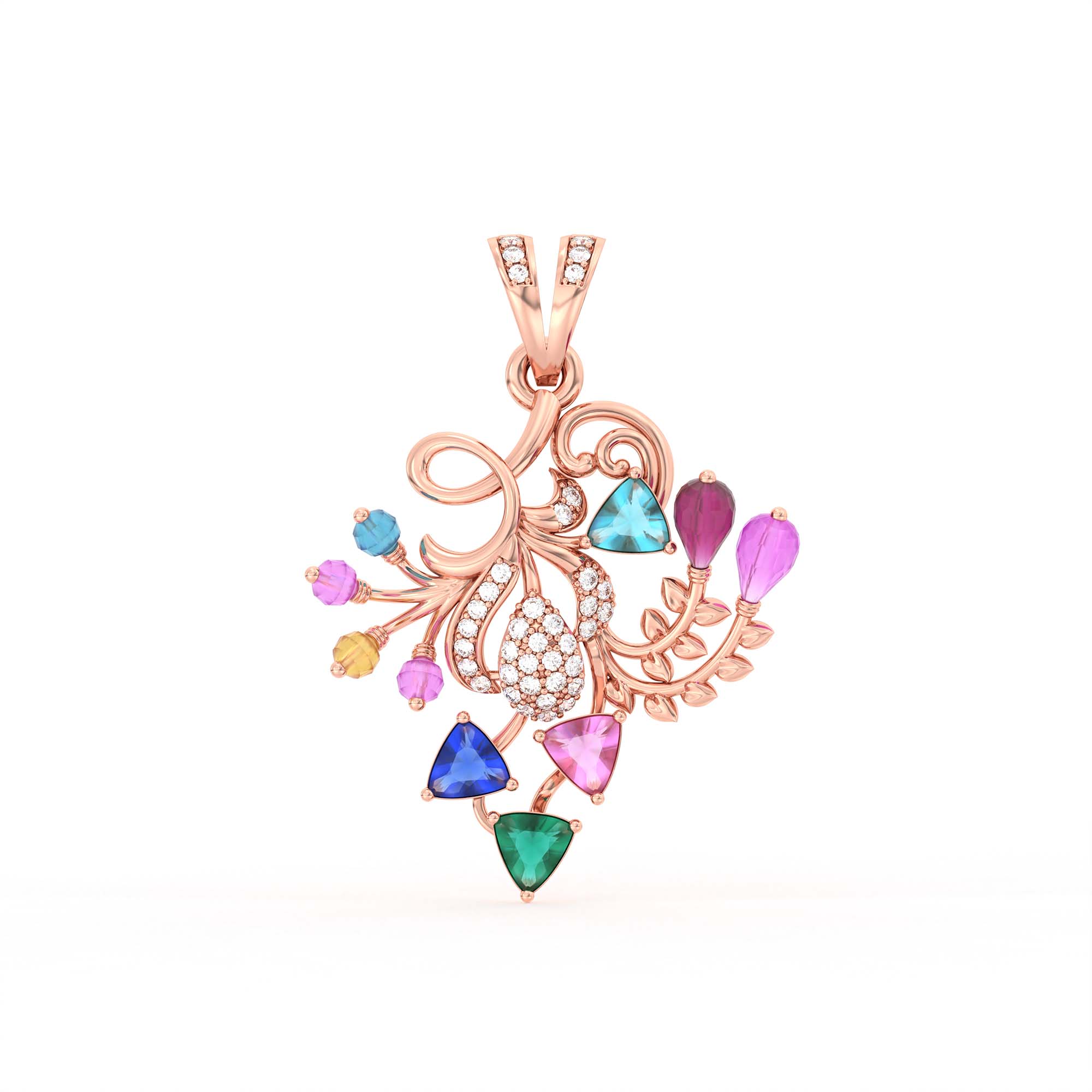 Lab-Grown Diamond Pendant for Women in 18K Rose Gold – 0.08 Ct, 38 Diamonds thumbnail