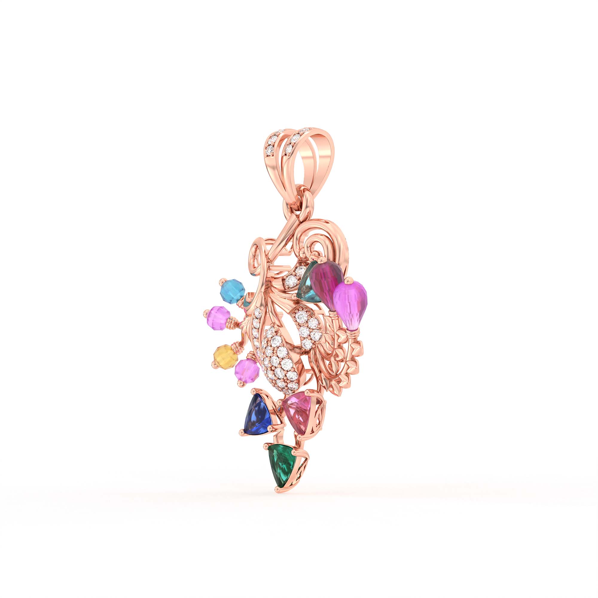 Lab-Grown Diamond Pendant for Women in 18K Rose Gold – 0.08 Ct, 38 Diamonds thumbnail