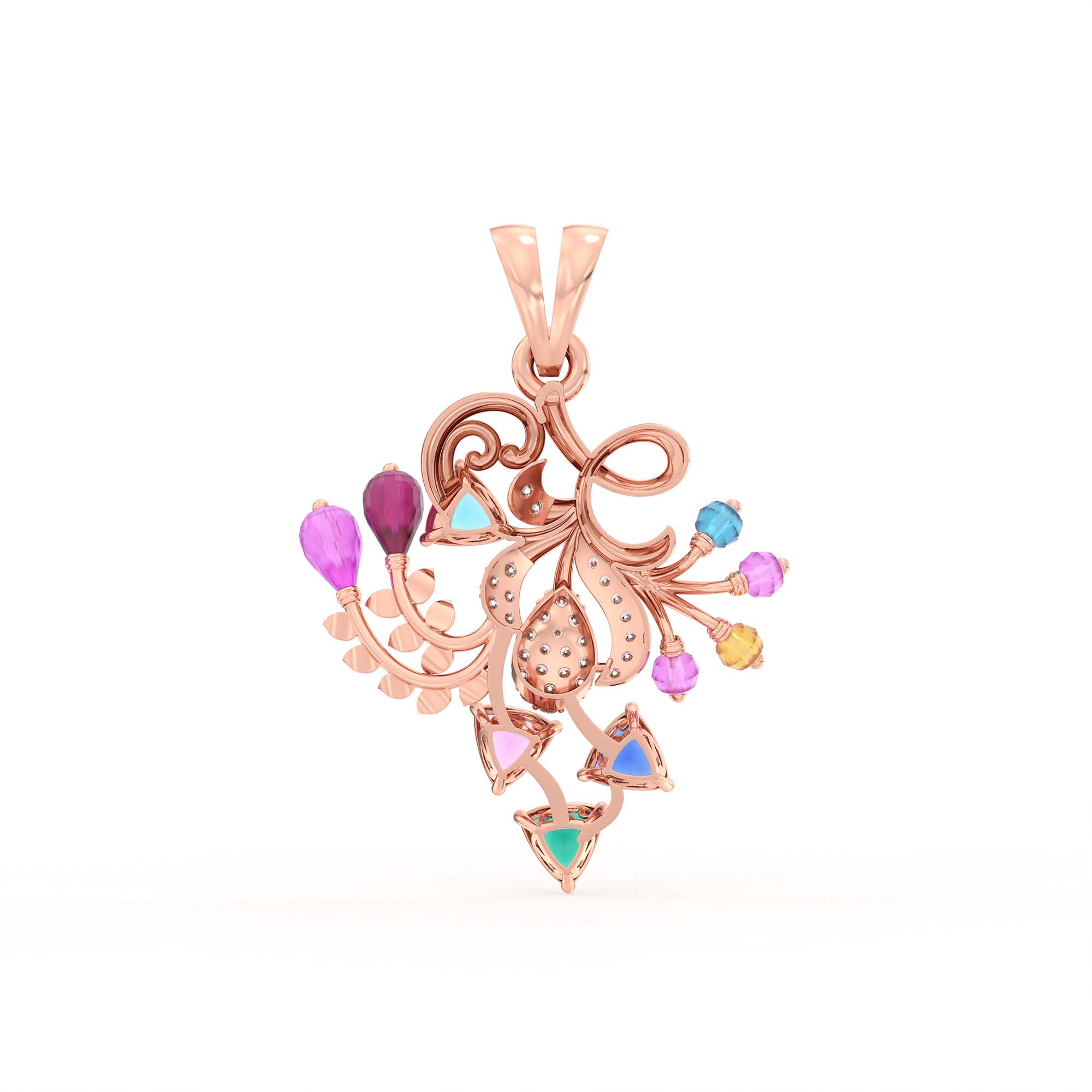 Lab-Grown Diamond Pendant for Women in 18K Rose Gold – 0.08 Ct, 38 Diamonds thumbnail