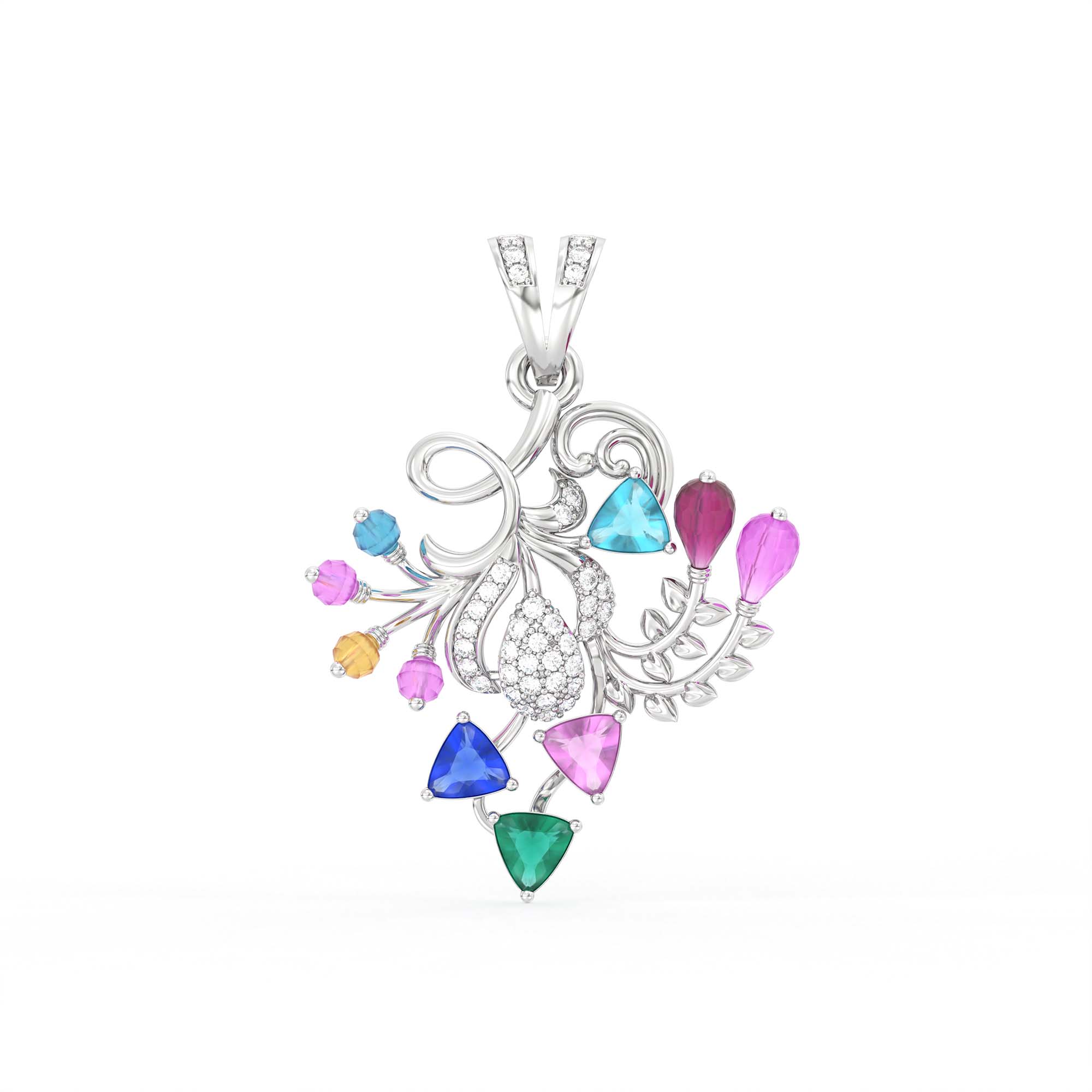 Lab-Grown Diamond Pendant for Women in 18K White Gold – 0.08 Ct, 38 Diamonds thumbnail